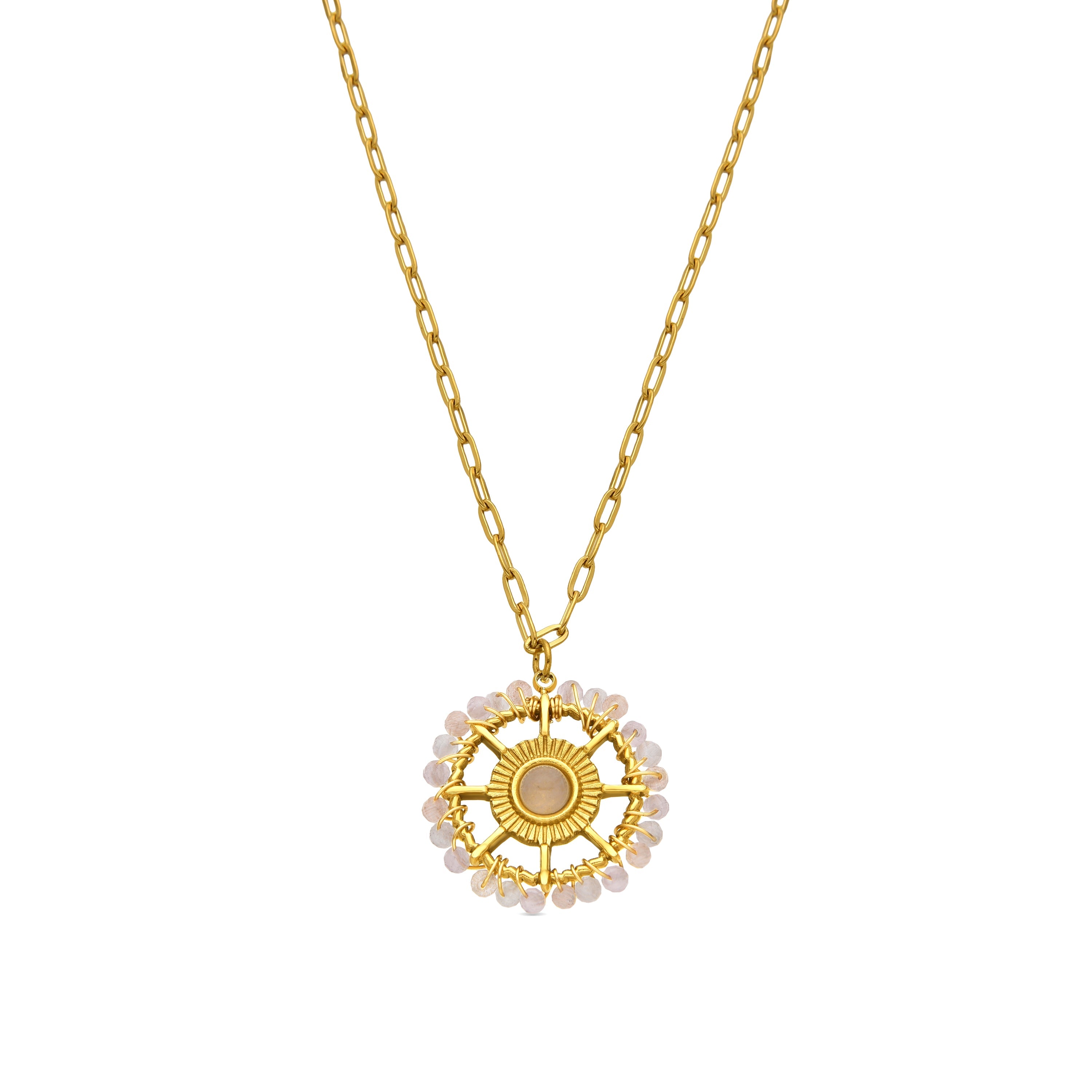 Necklace with brilliant zirconia, 18k gold finish - Yakde
