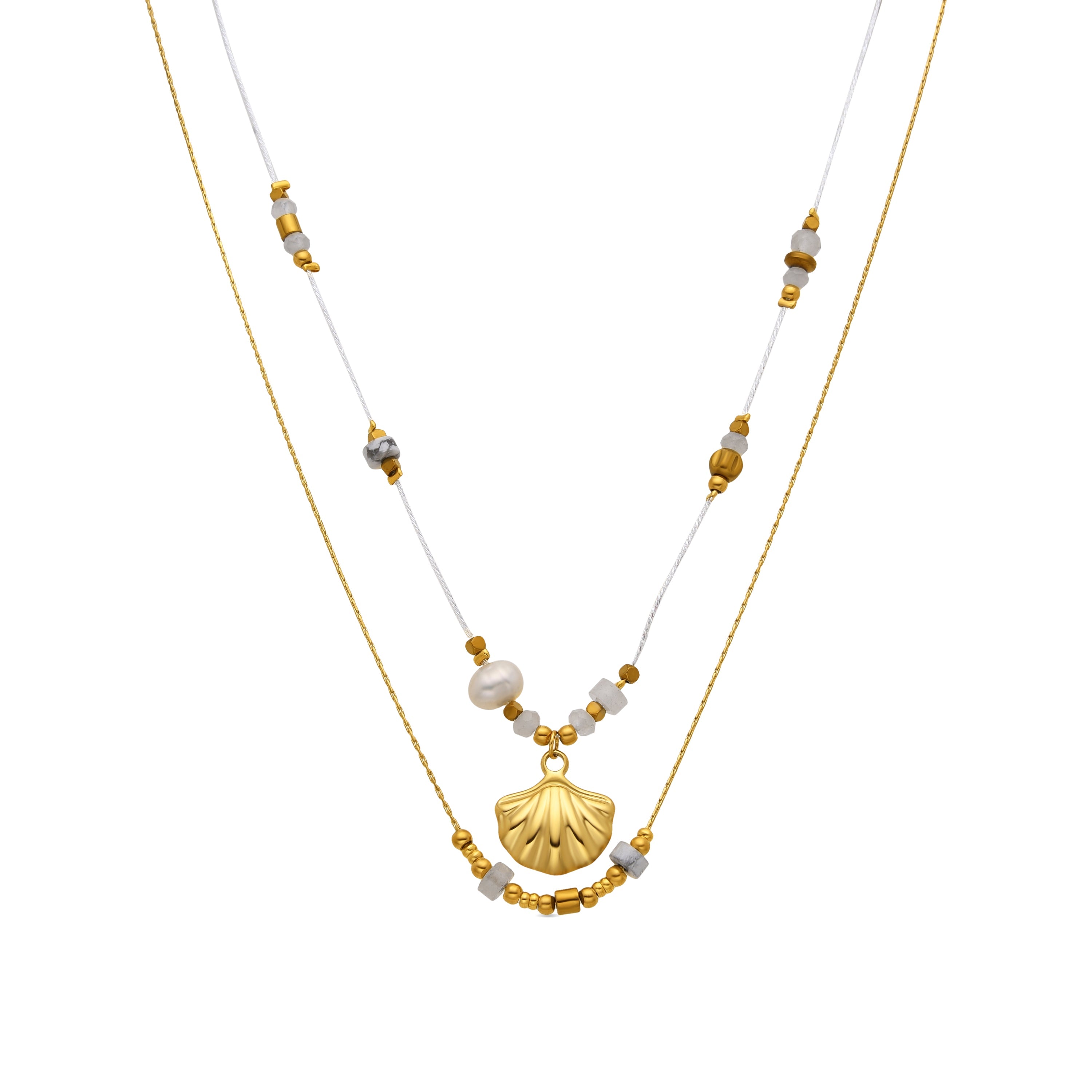 Necklace with brilliant zirconia, 18k gold finish - Virat