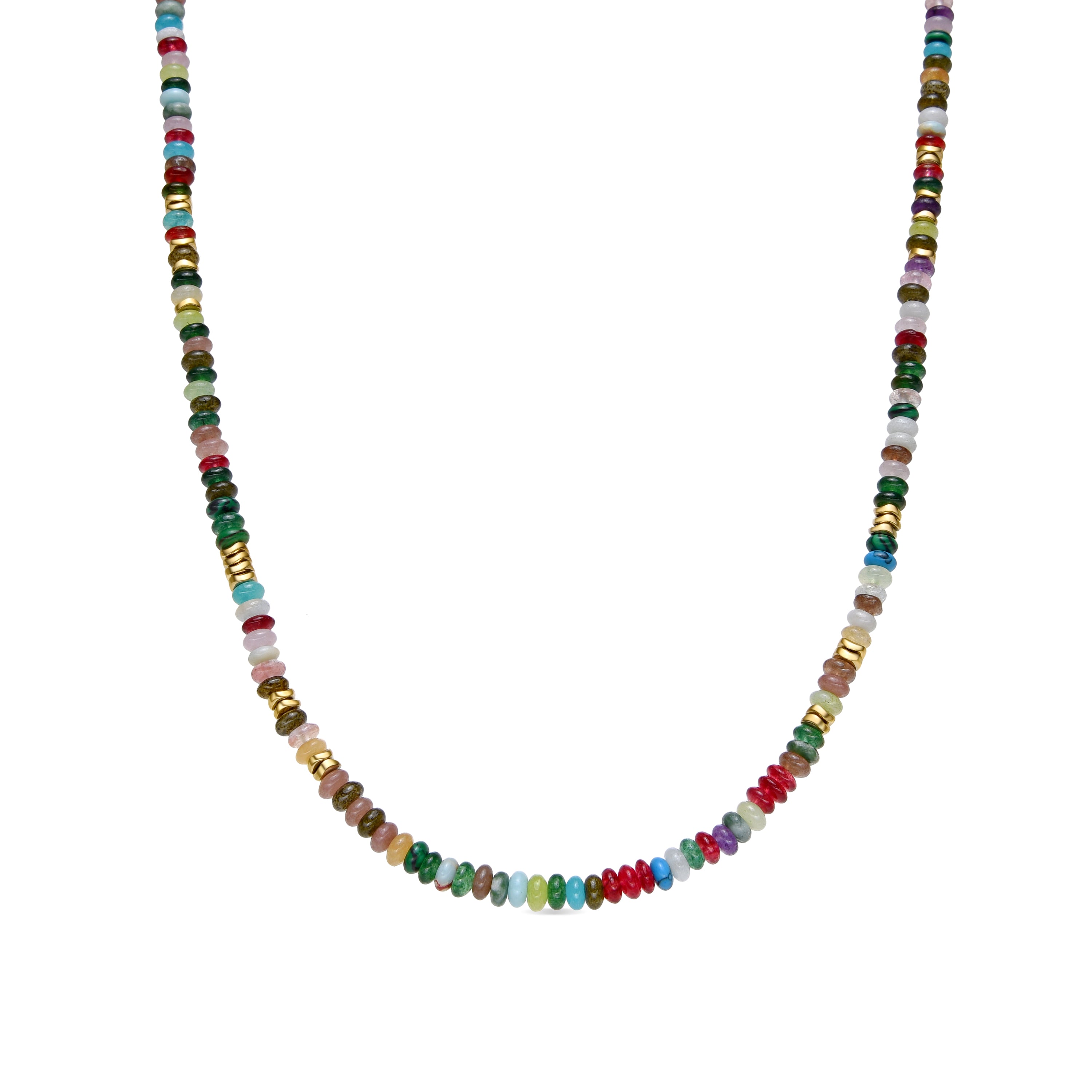 Necklace with Multicolor Crystal, 18k Gold Finish - Issne