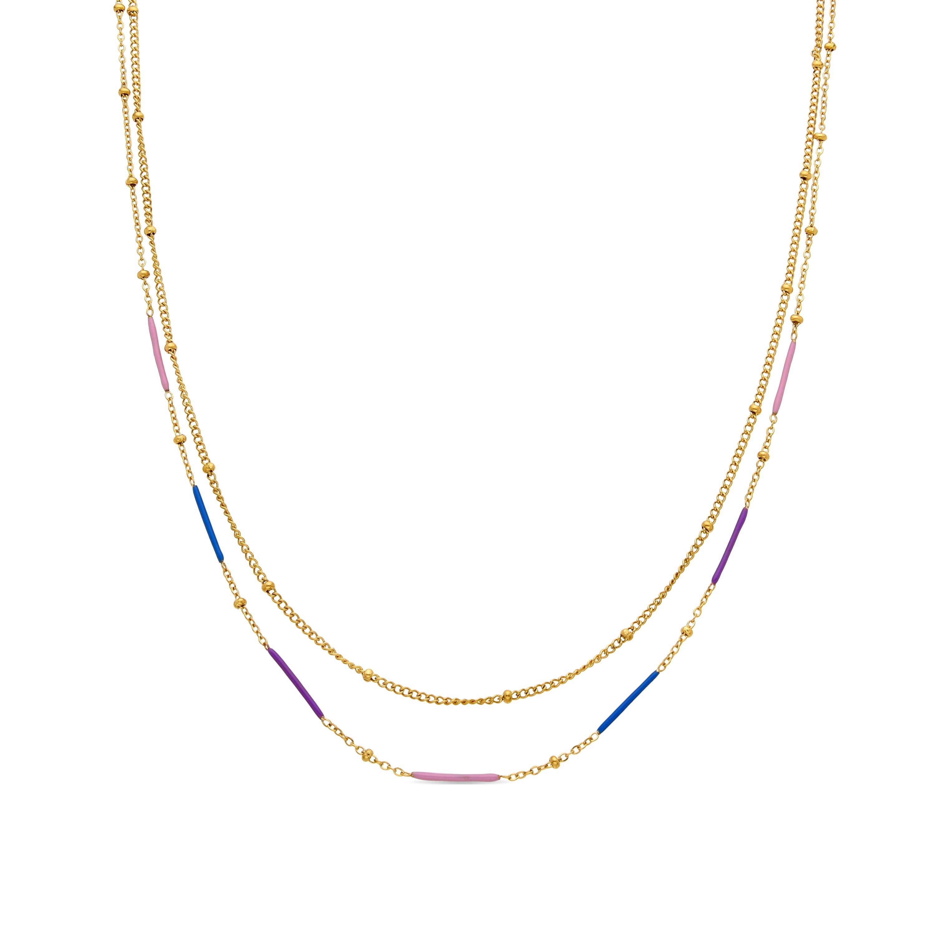 Multicolor Lacquer Necklace with 18k Gold Finish - Lueo