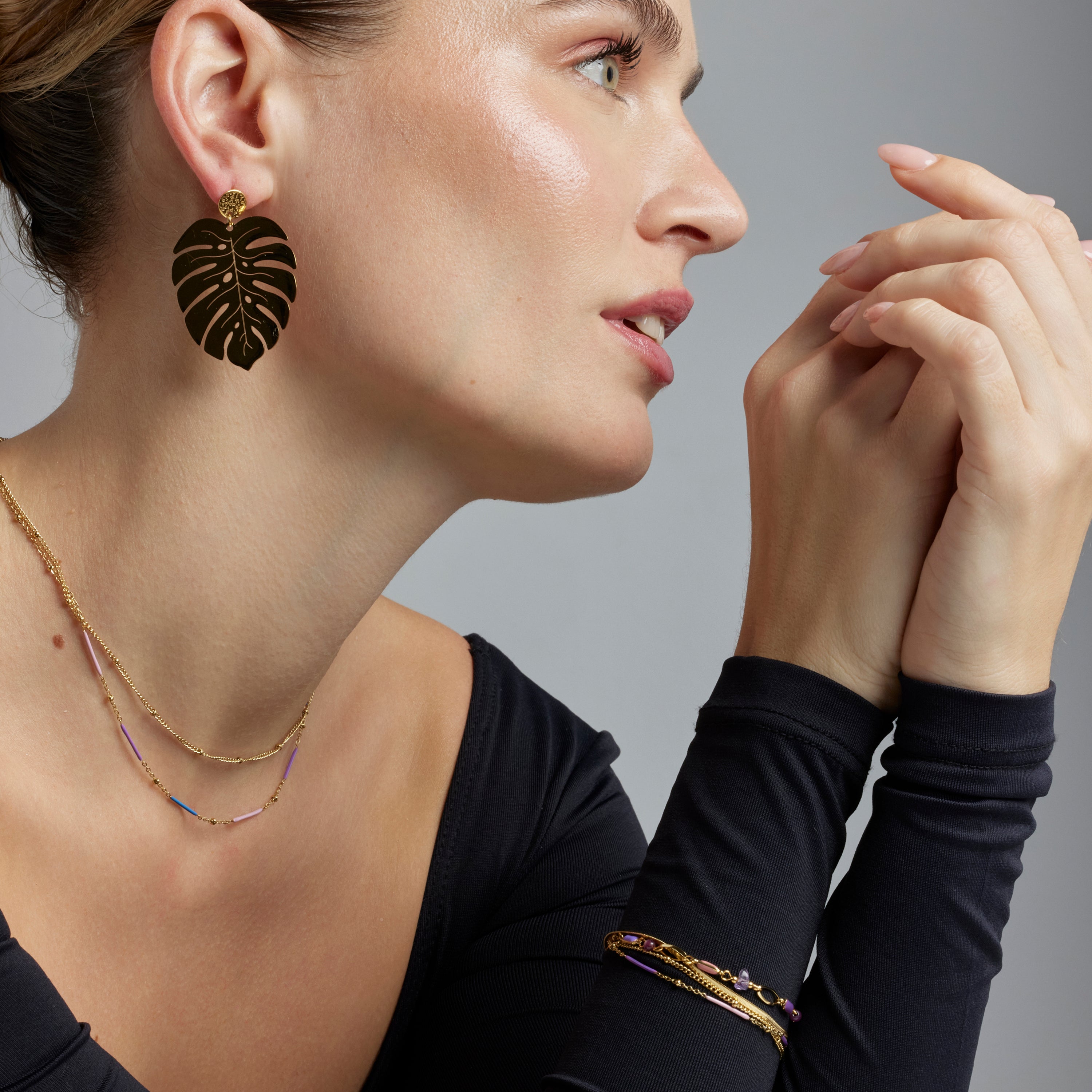 Multicolor Lacquer Necklace with 18k Gold Finish - Lueo