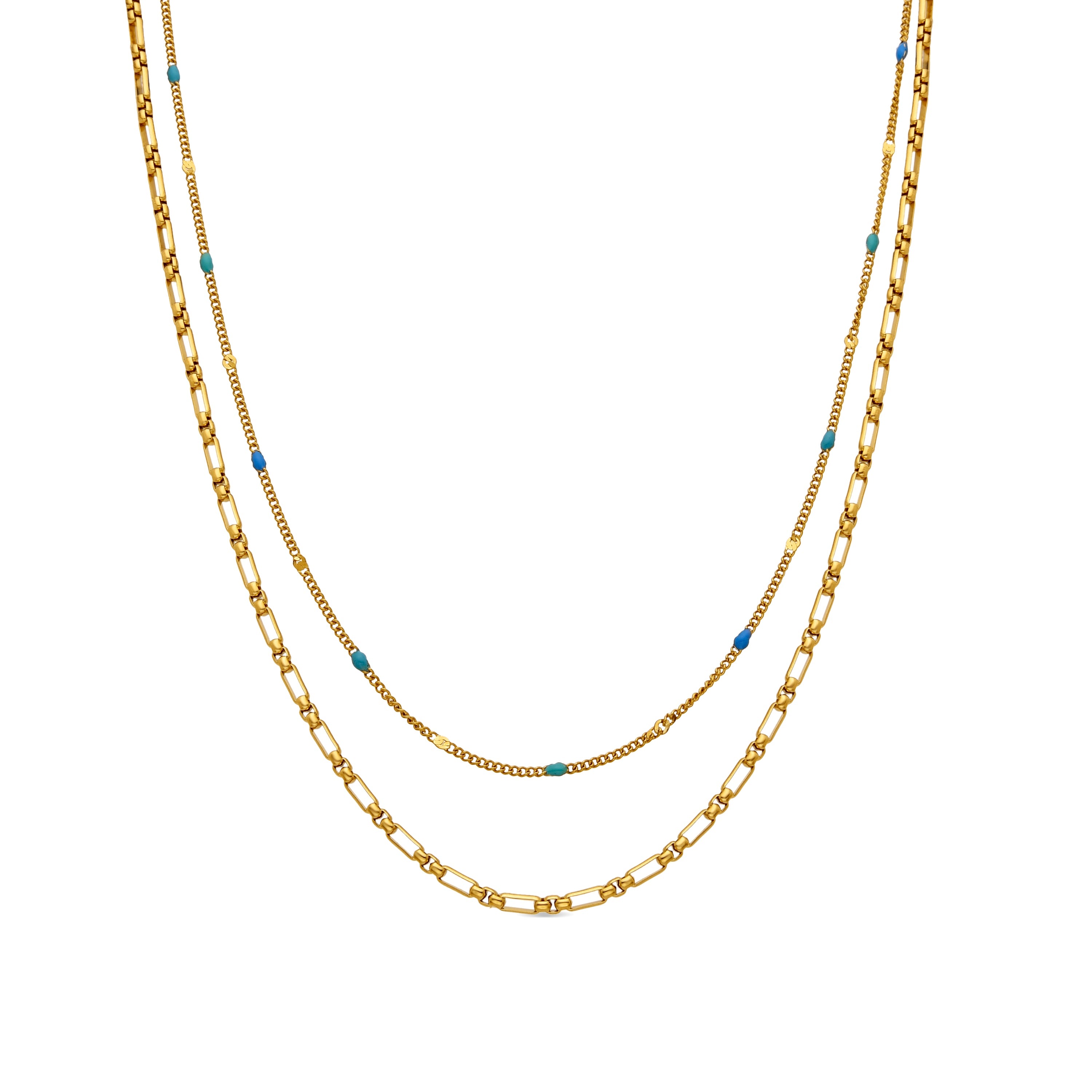 Multicolor Lacquer Necklace with 18k Gold Finish - Cautar