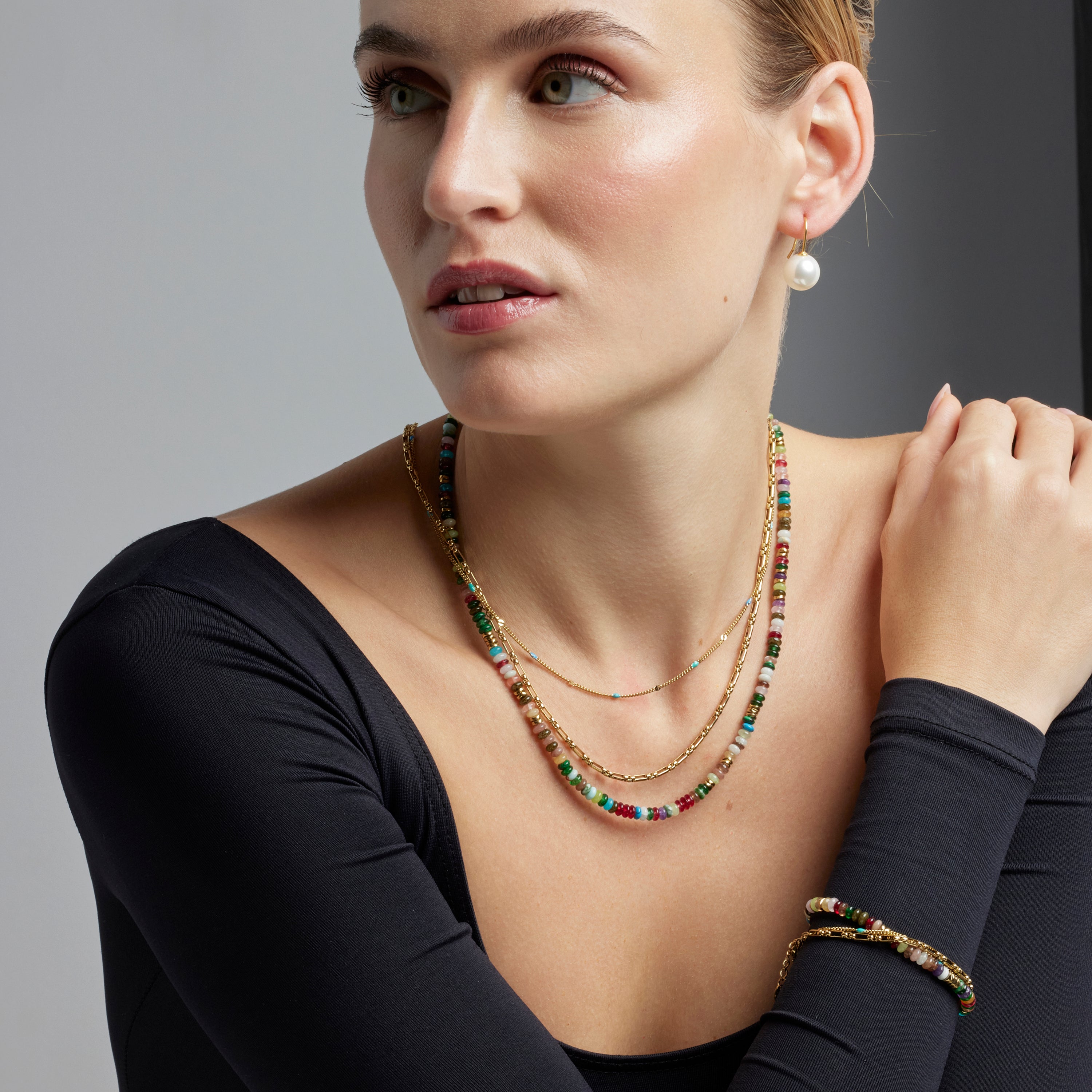 Multicolor Lacquer Necklace with 18k Gold Finish - Cautar