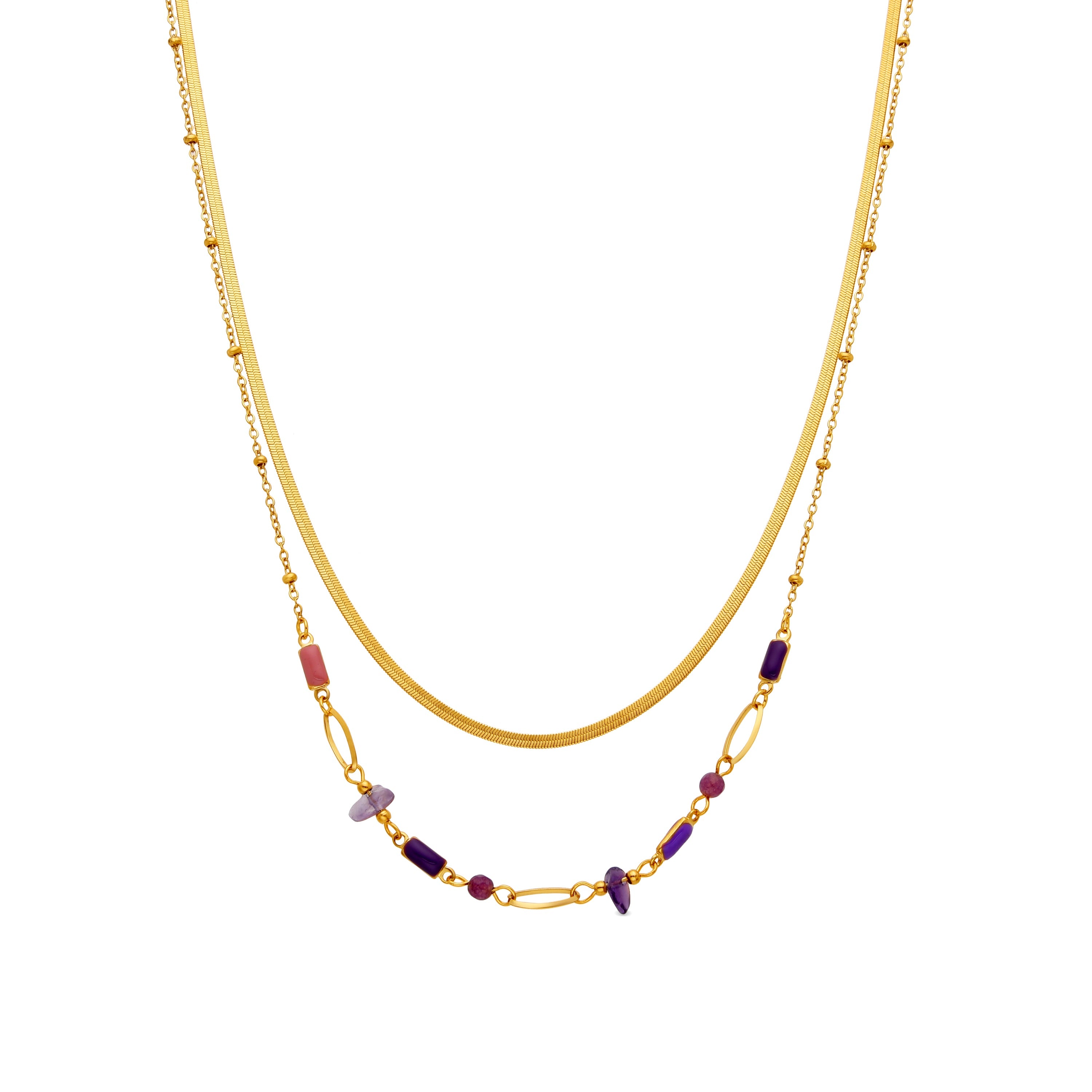 Necklace with Multicolor Lacquer 18k gold finish - Rysai