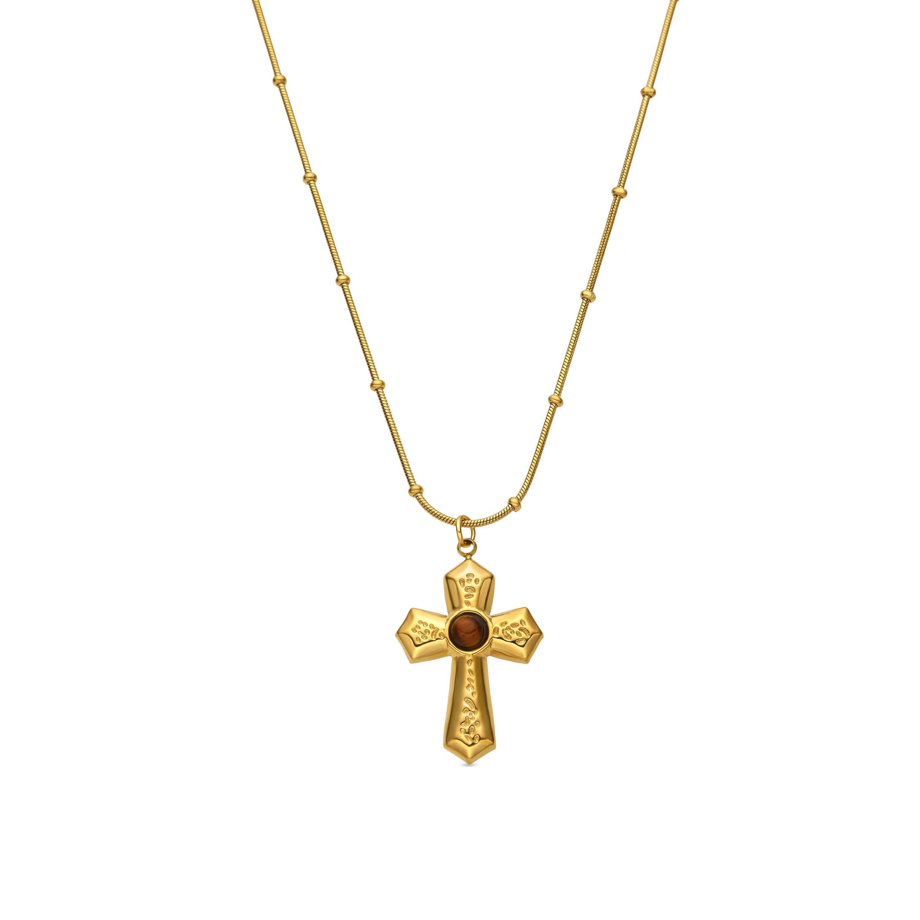 18k Gold Finish Tiger's Eye Necklace - Anleh