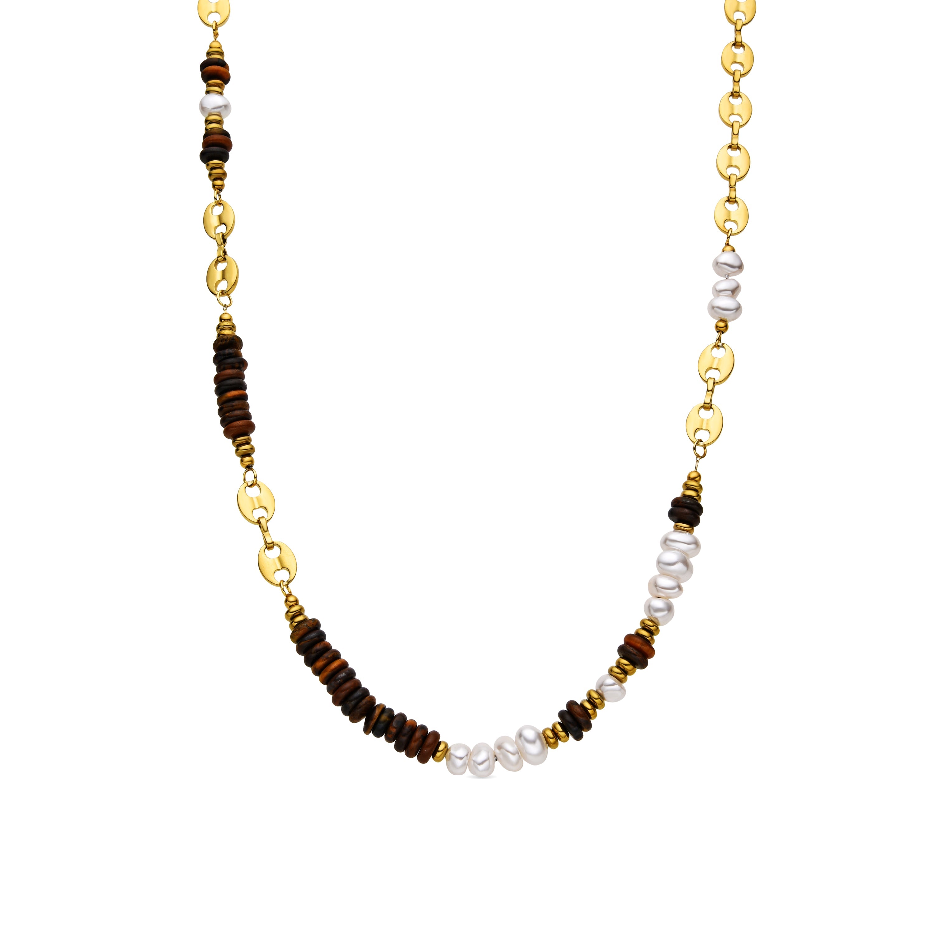 18k gold-finished Tiger's Eye necklace - Kimbalbo