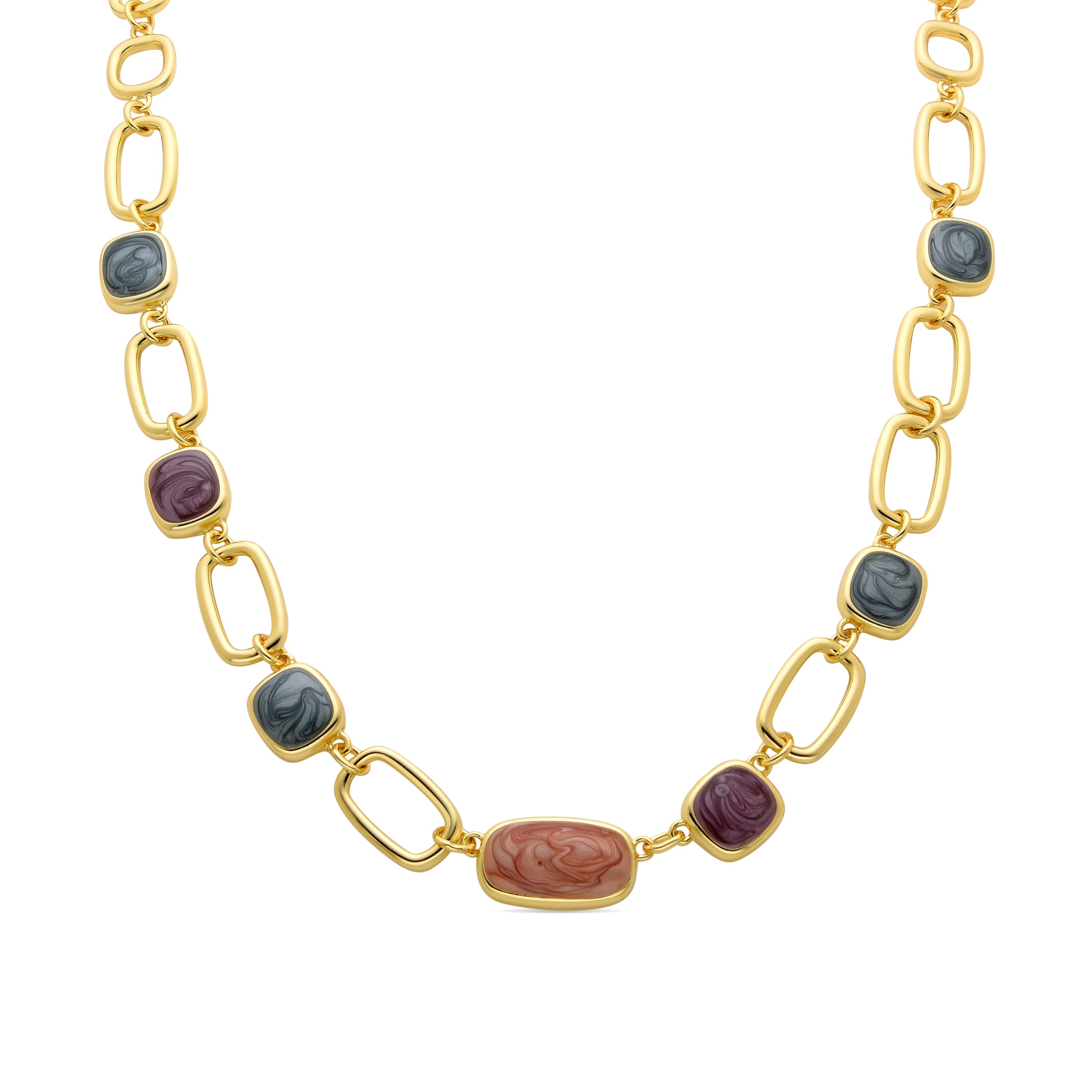 Multicolor Resin Necklace finished in 18K yellow gold - Orzur