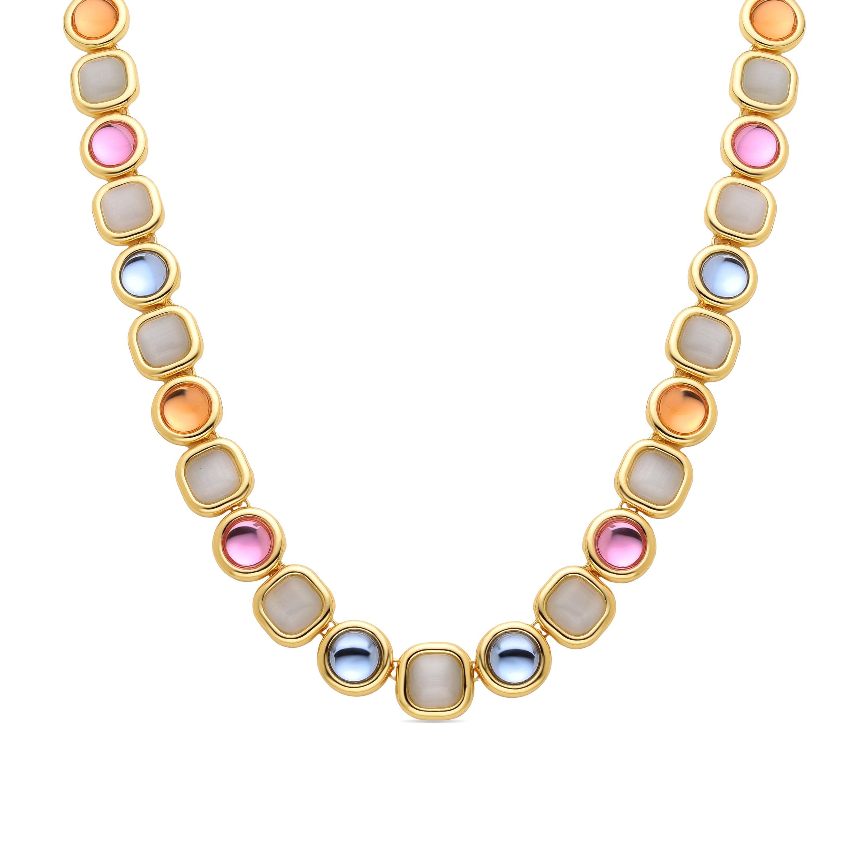 Multicolor Crystal Necklace finished in 18K yellow gold - Mantis