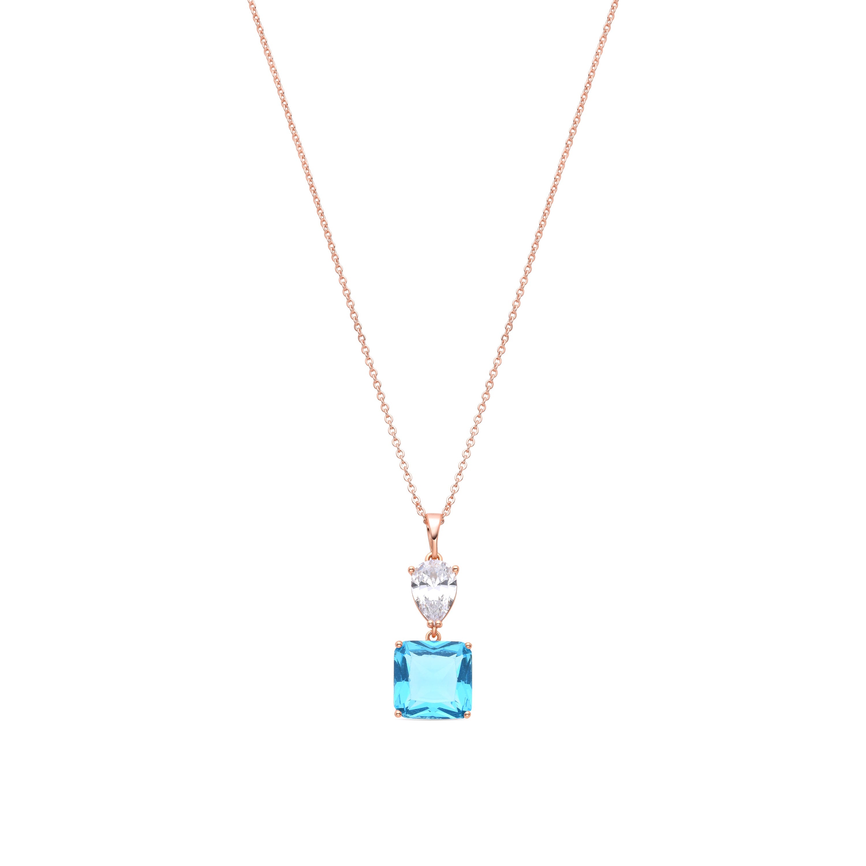 Blue Topaz Zirconia Necklace finished in 18K yellow gold - Bizex