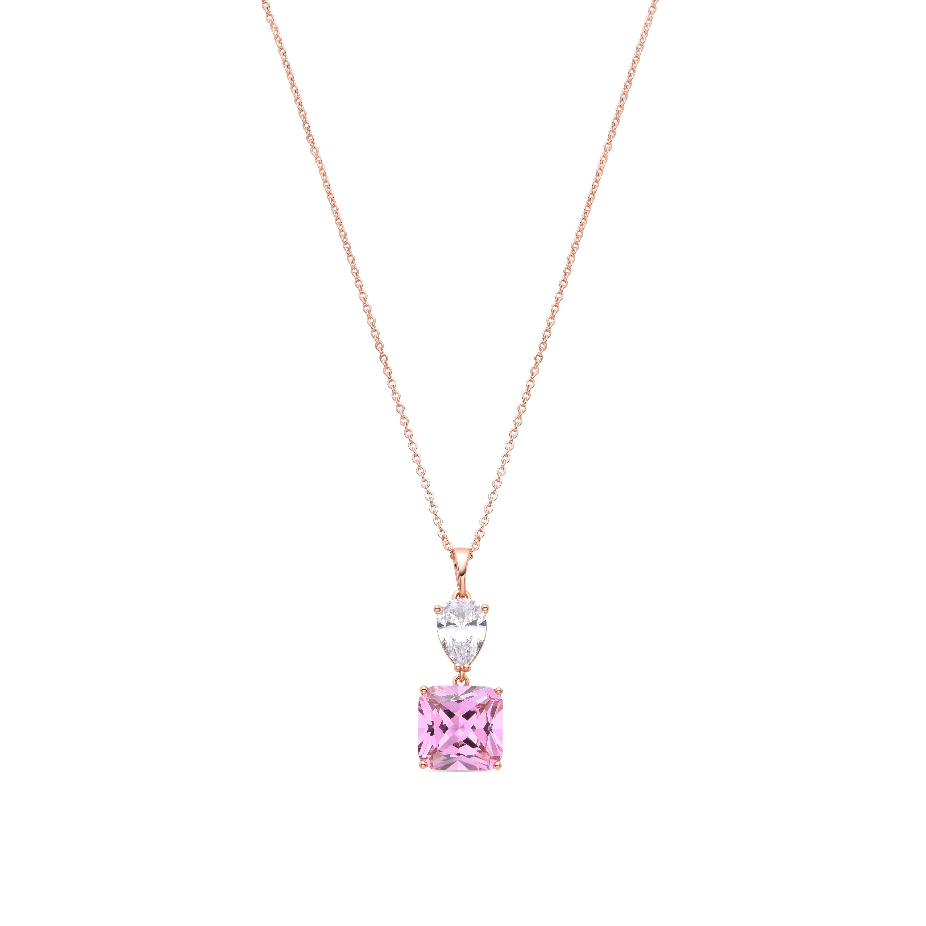 Amethyst Zirconia Necklace, 18K Yellow Gold Finish - Bizex
