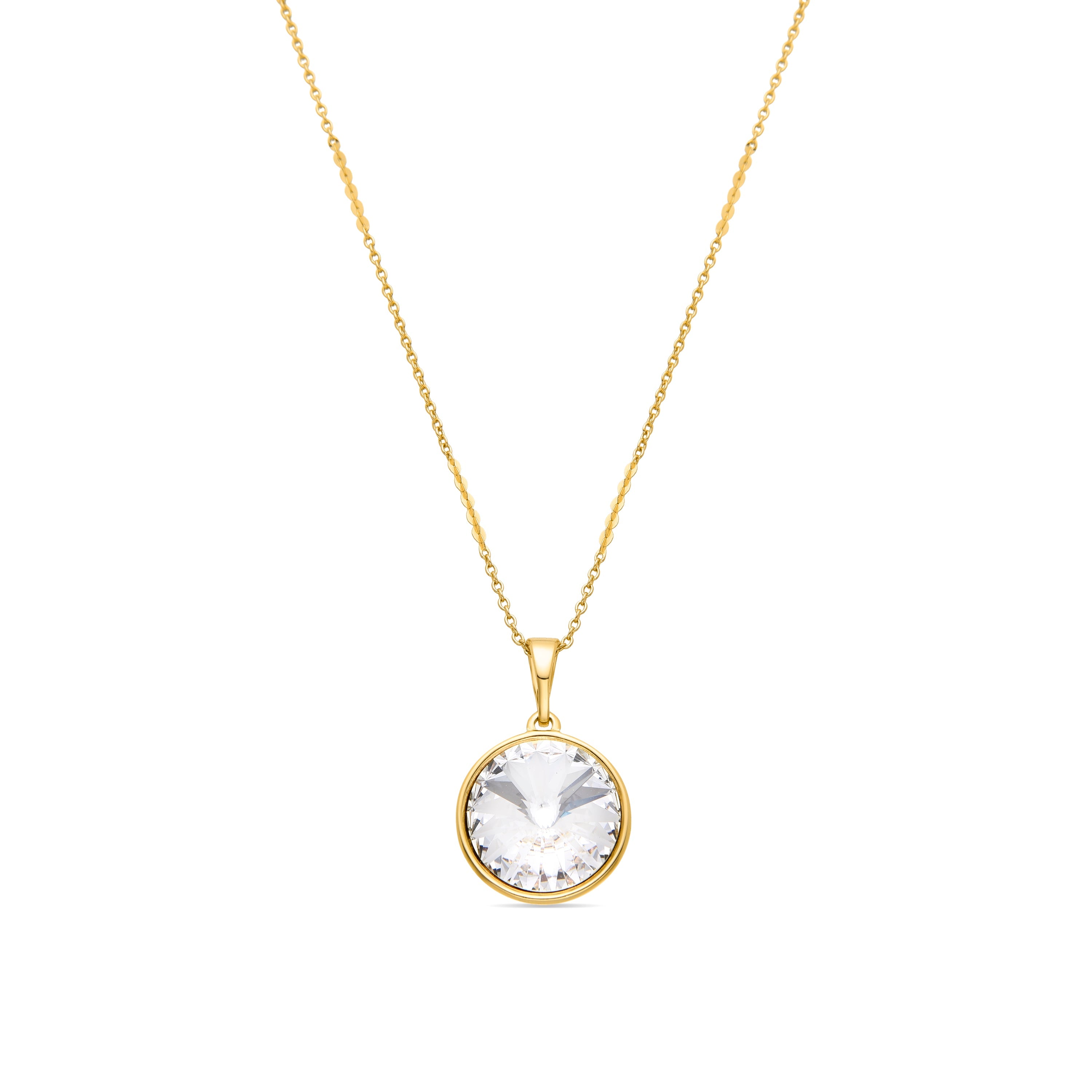 White Crystal Necklace finished in 18K yellow gold - Okhel