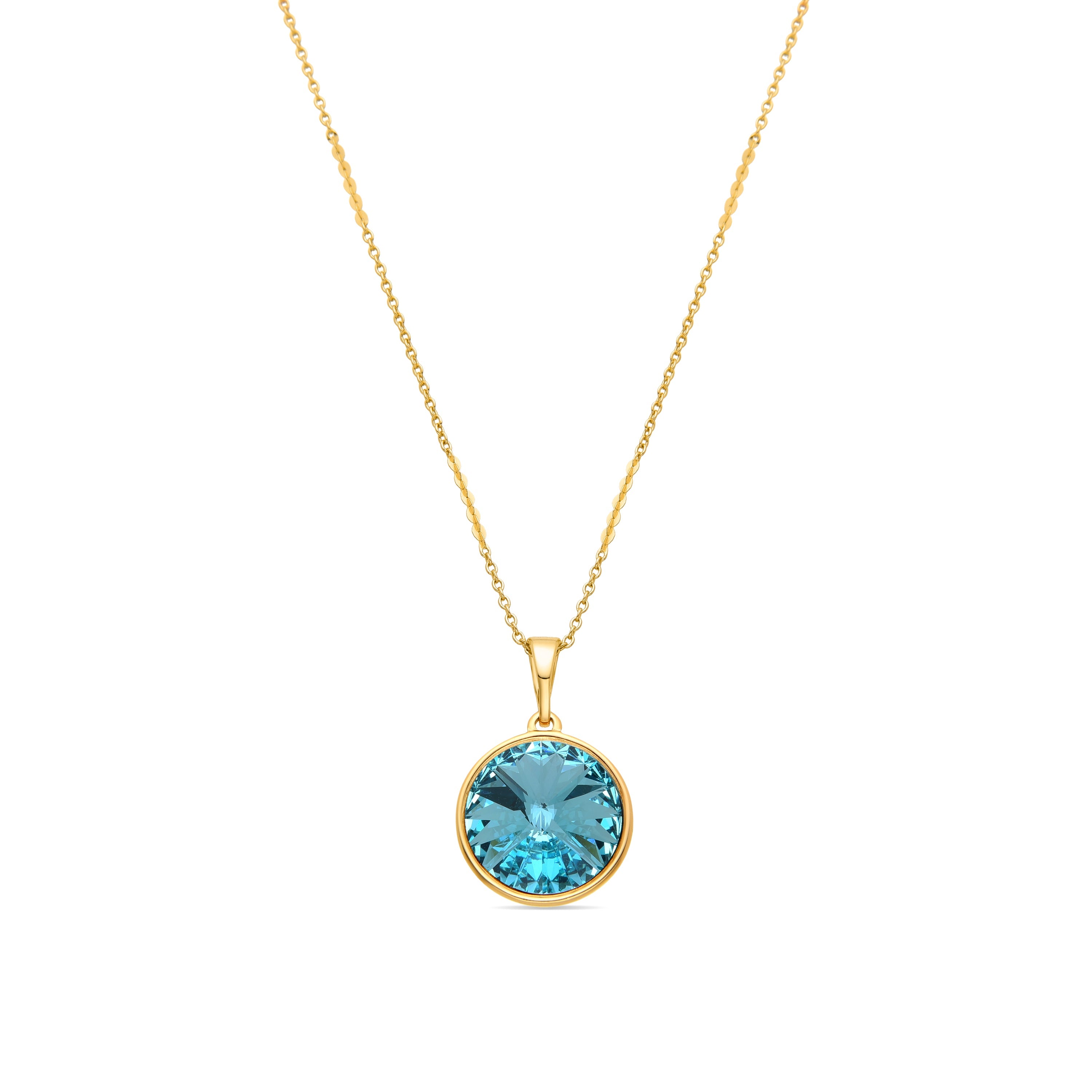 Blue Crystal Necklace finished in 18K yellow gold - Okhel