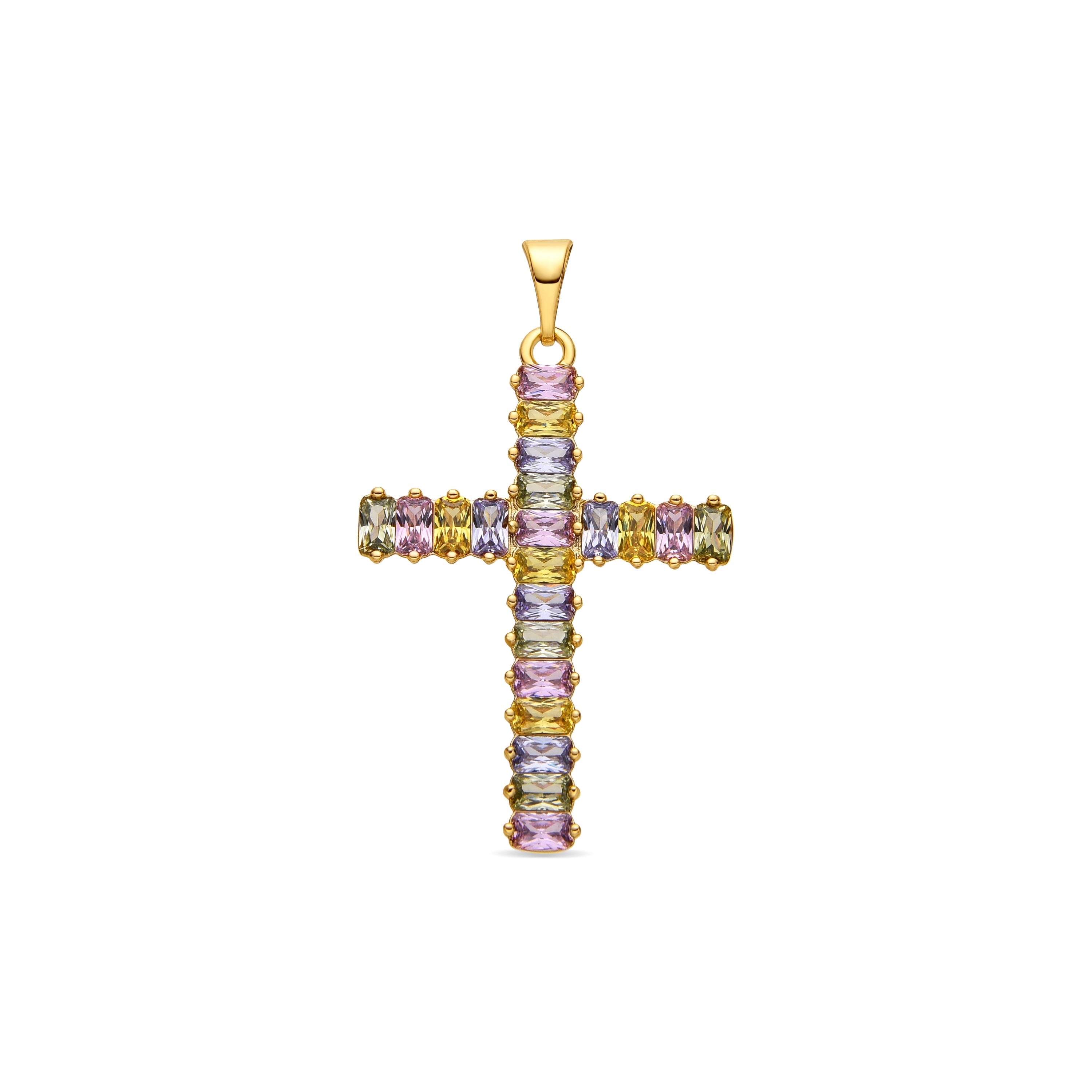 Necklace with Multicolor Zirconia, 18k Gold Finish - Casiro