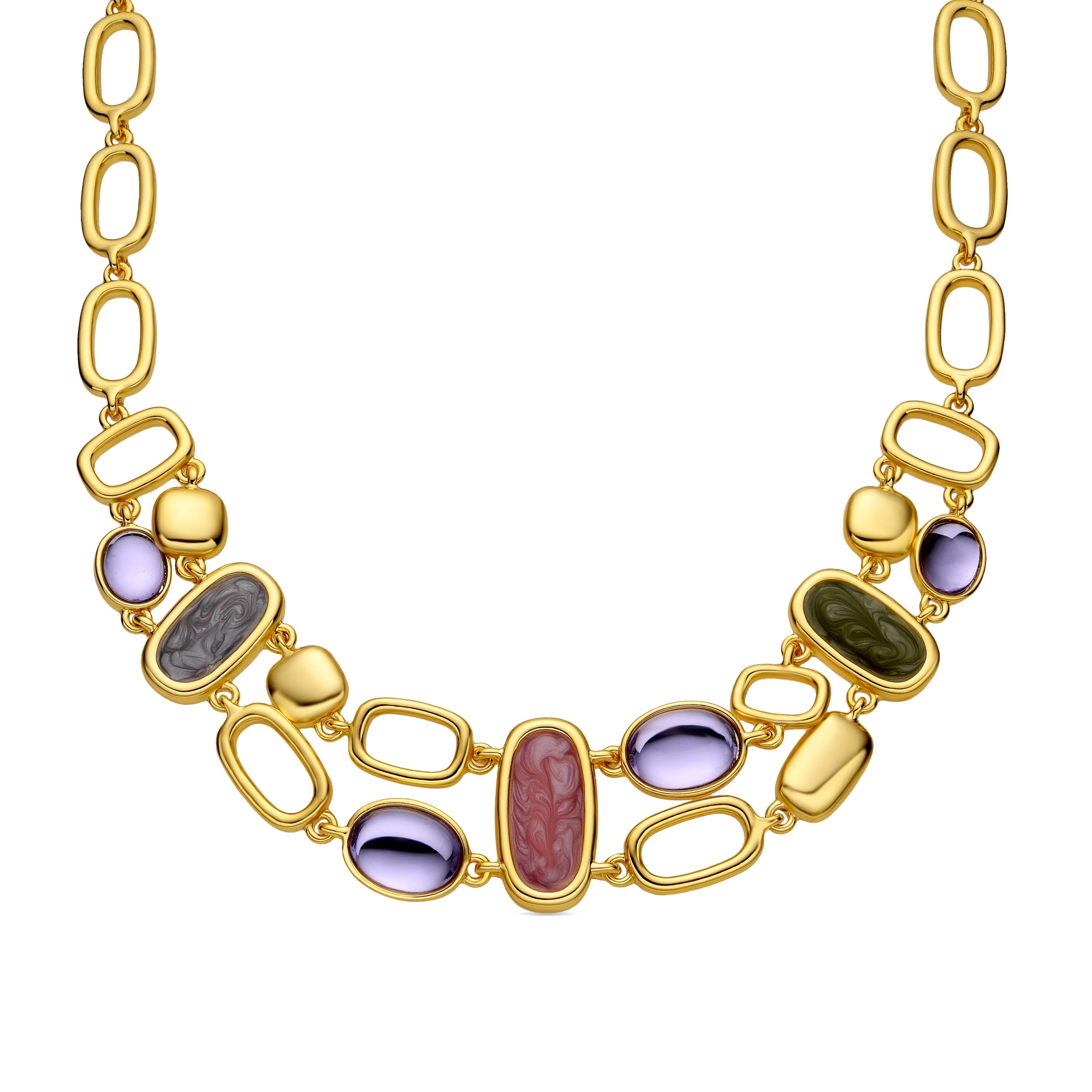 Multicolor Lacquer Necklace with 18k Gold Finish - Laido