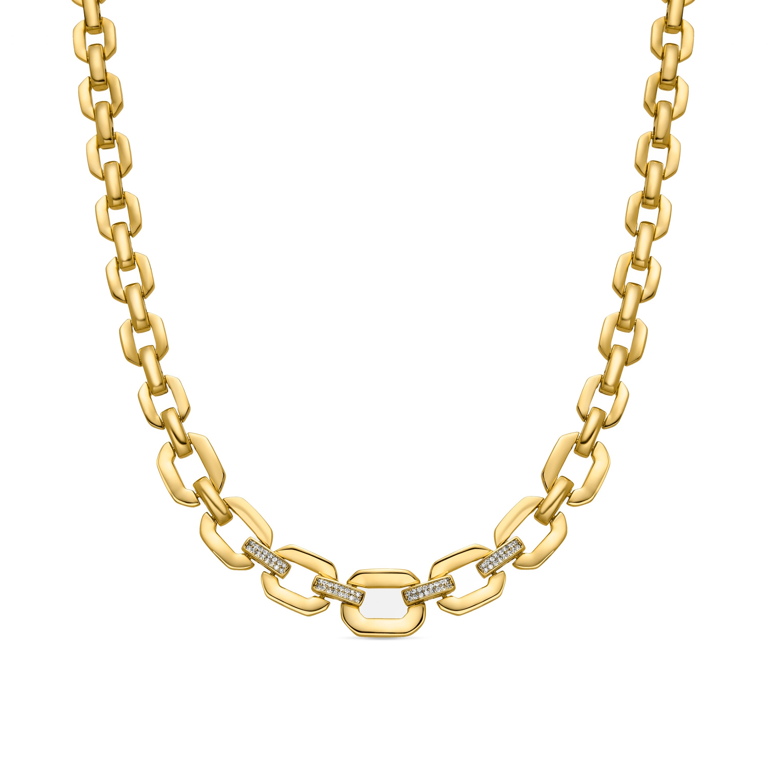 Necklace with brilliant zirconia, 18k gold finish - Wigne