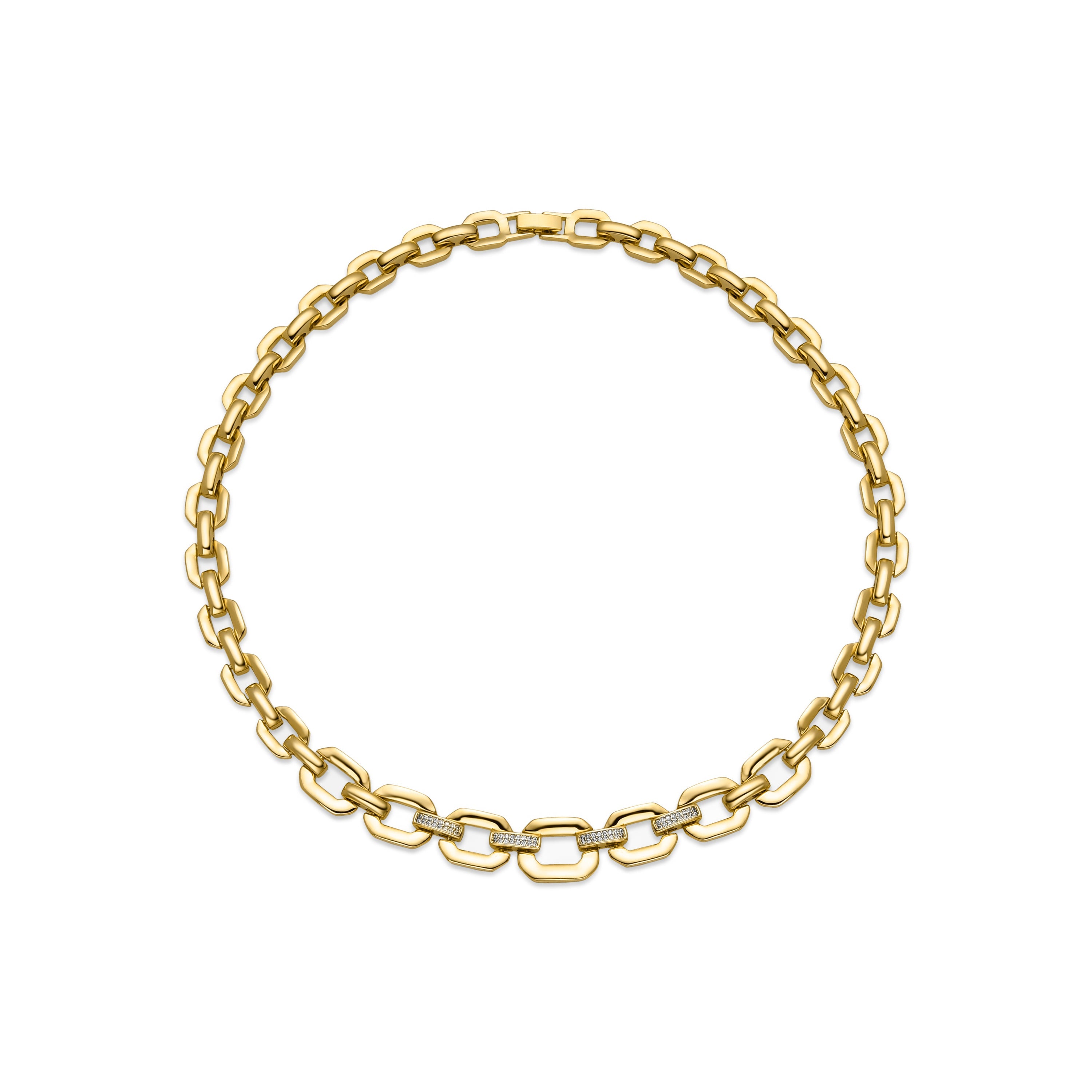 Necklace with brilliant zirconia, 18k gold finish - Wigne