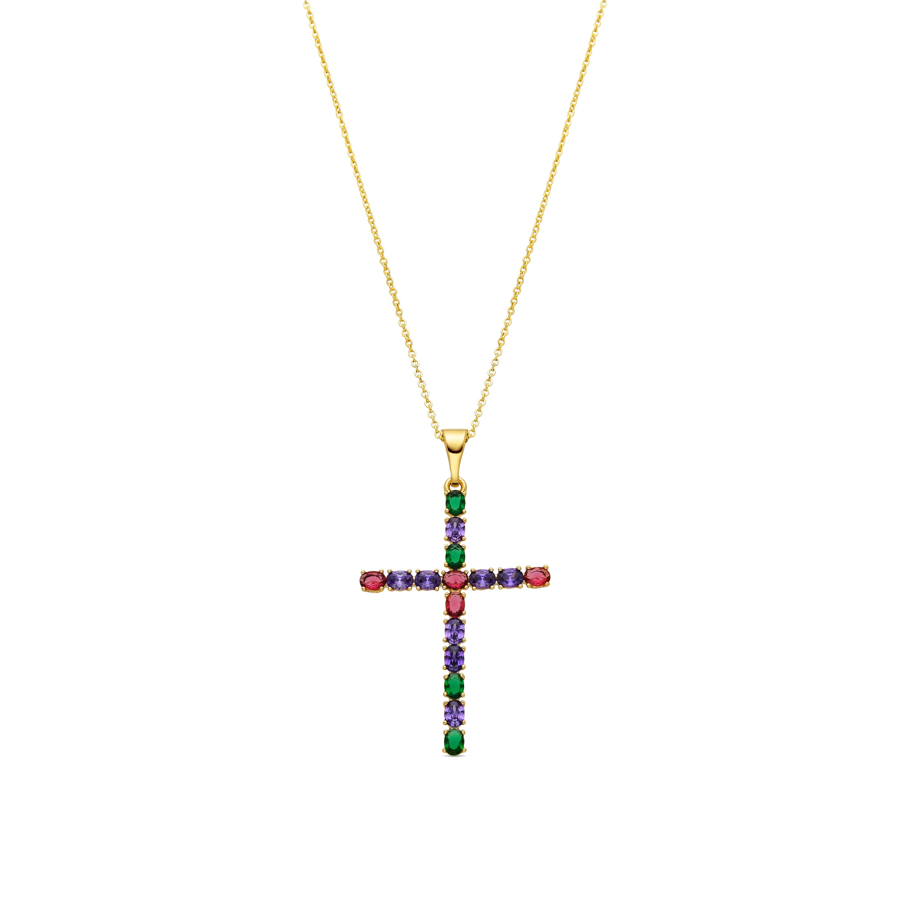 Serox 18k Gold Finish Multicolor Zirconia Necklace