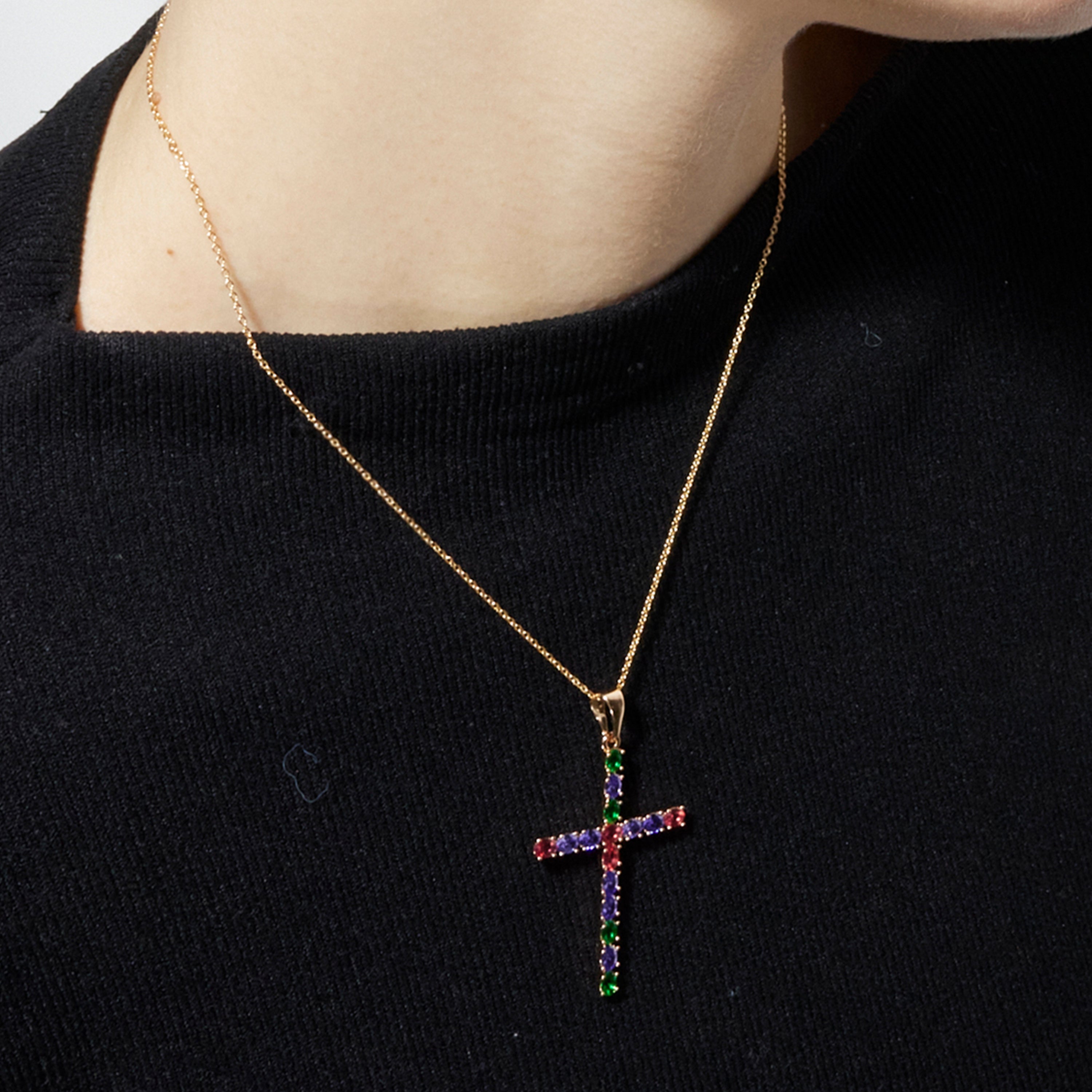 Serox 18k Gold Finish Multicolor Zirconia Necklace
