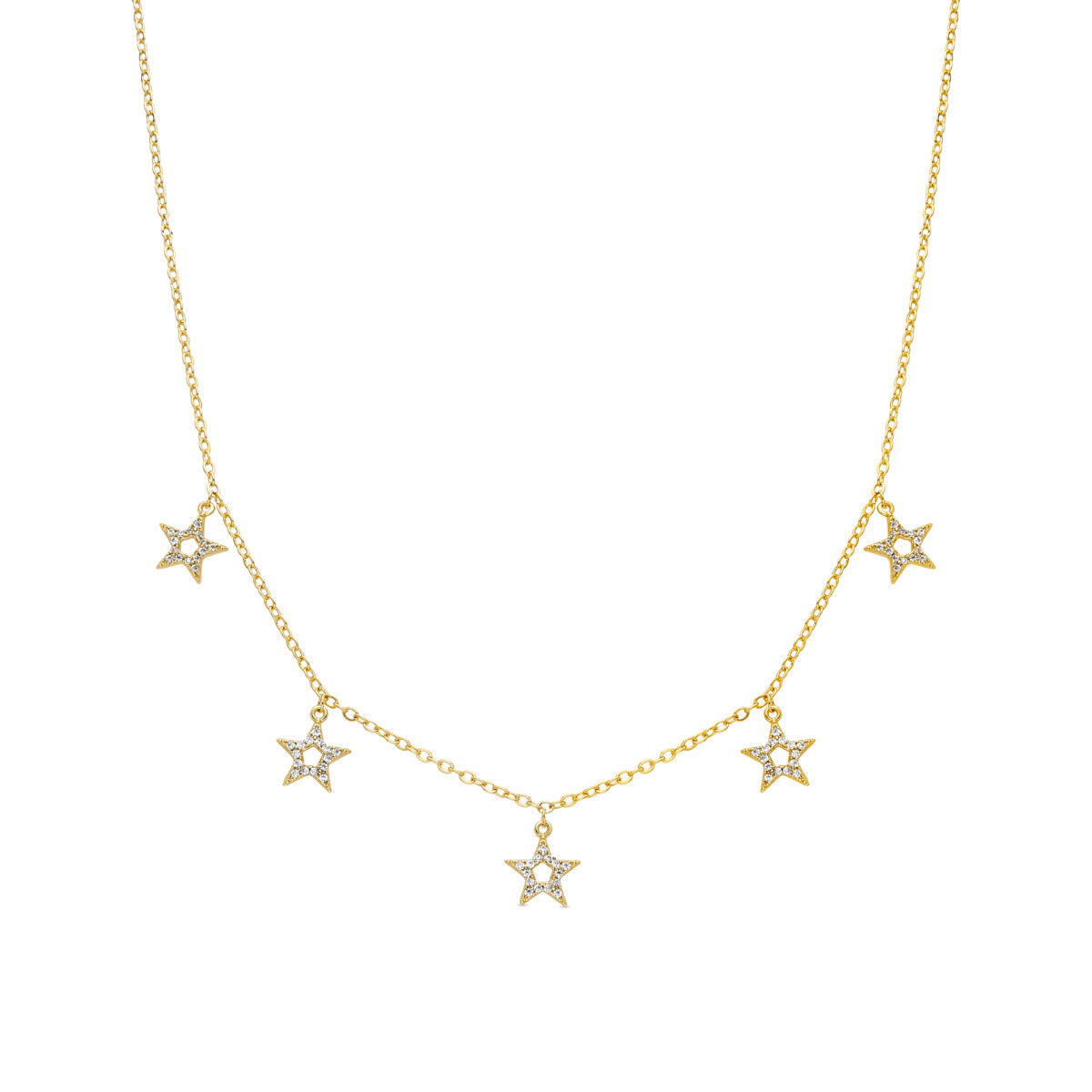 Necklace with brilliant zirconia, 18k gold finish - Zeam