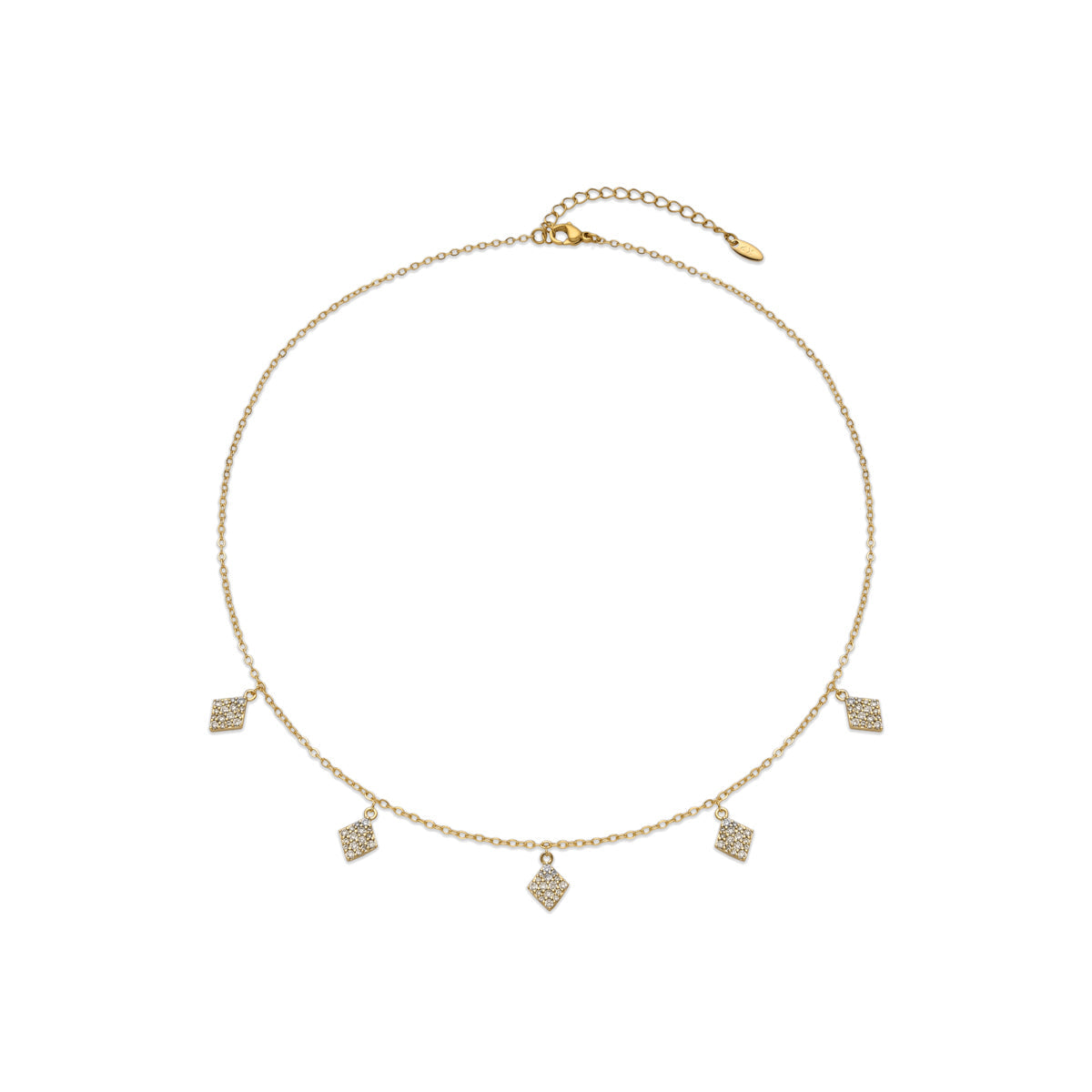 Necklace with brilliant zirconia, 18k gold finish - Tingi