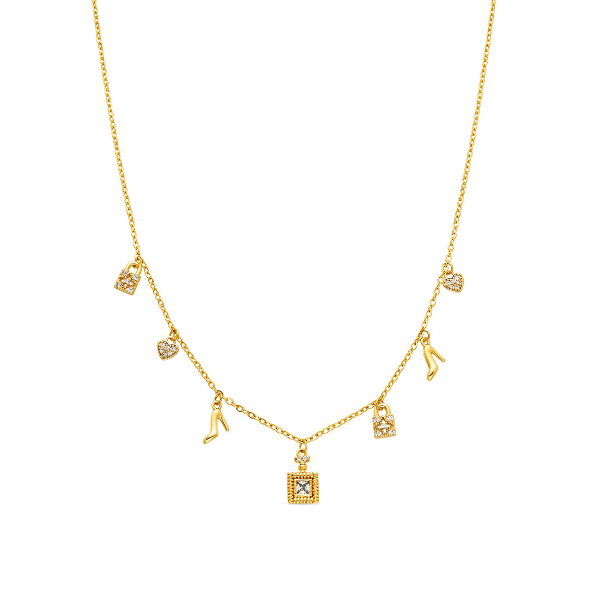 Necklace with brilliant zirconia, 18k gold finish - Hifast