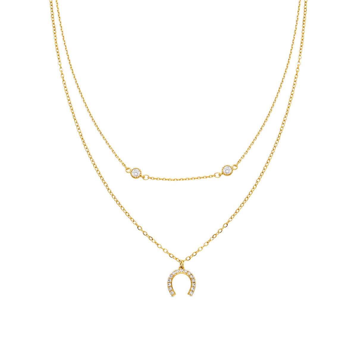 Necklace with brilliant zirconia in 18k gold finish - Zalxa