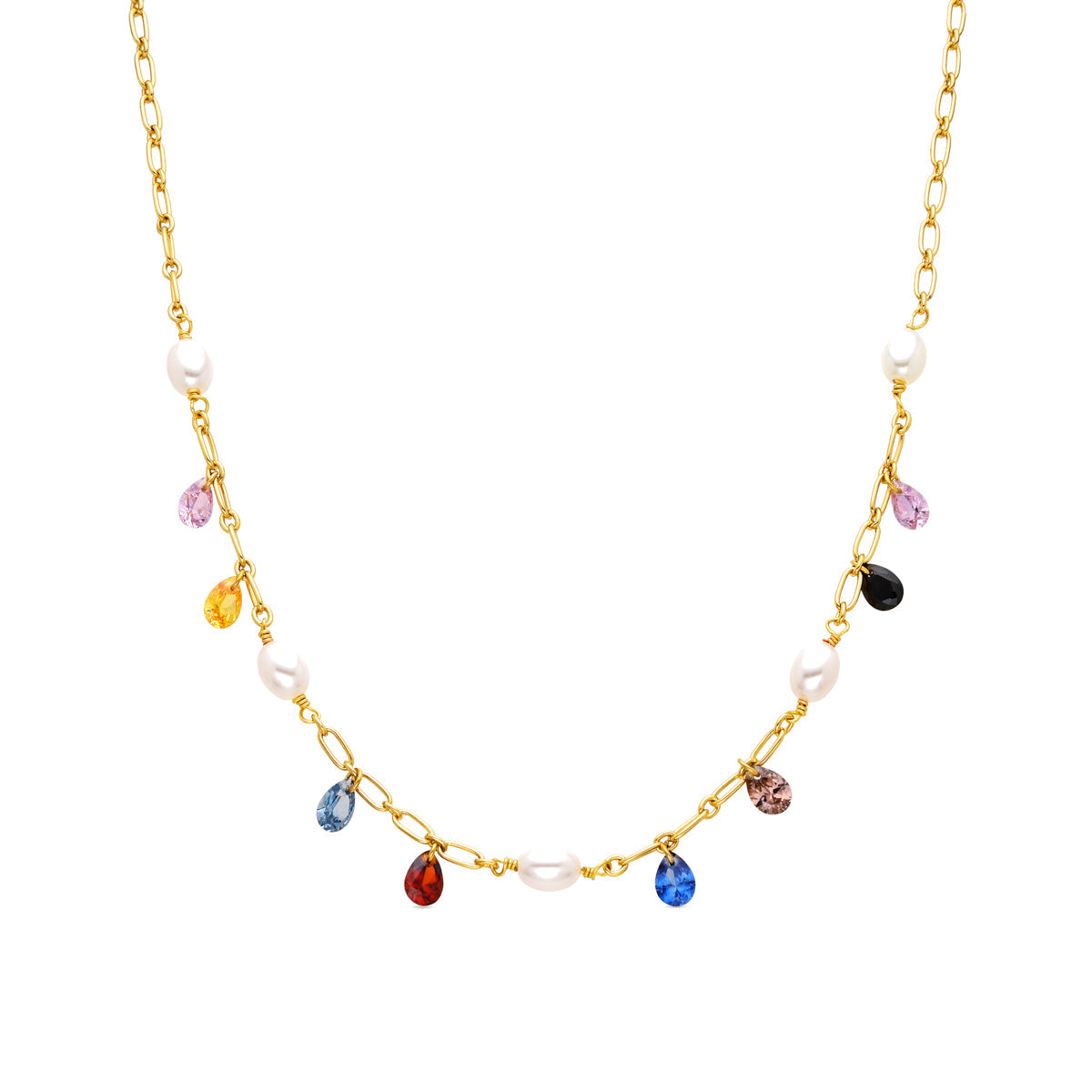 18k Gold Finish White Pearl Necklace - Lalxy
