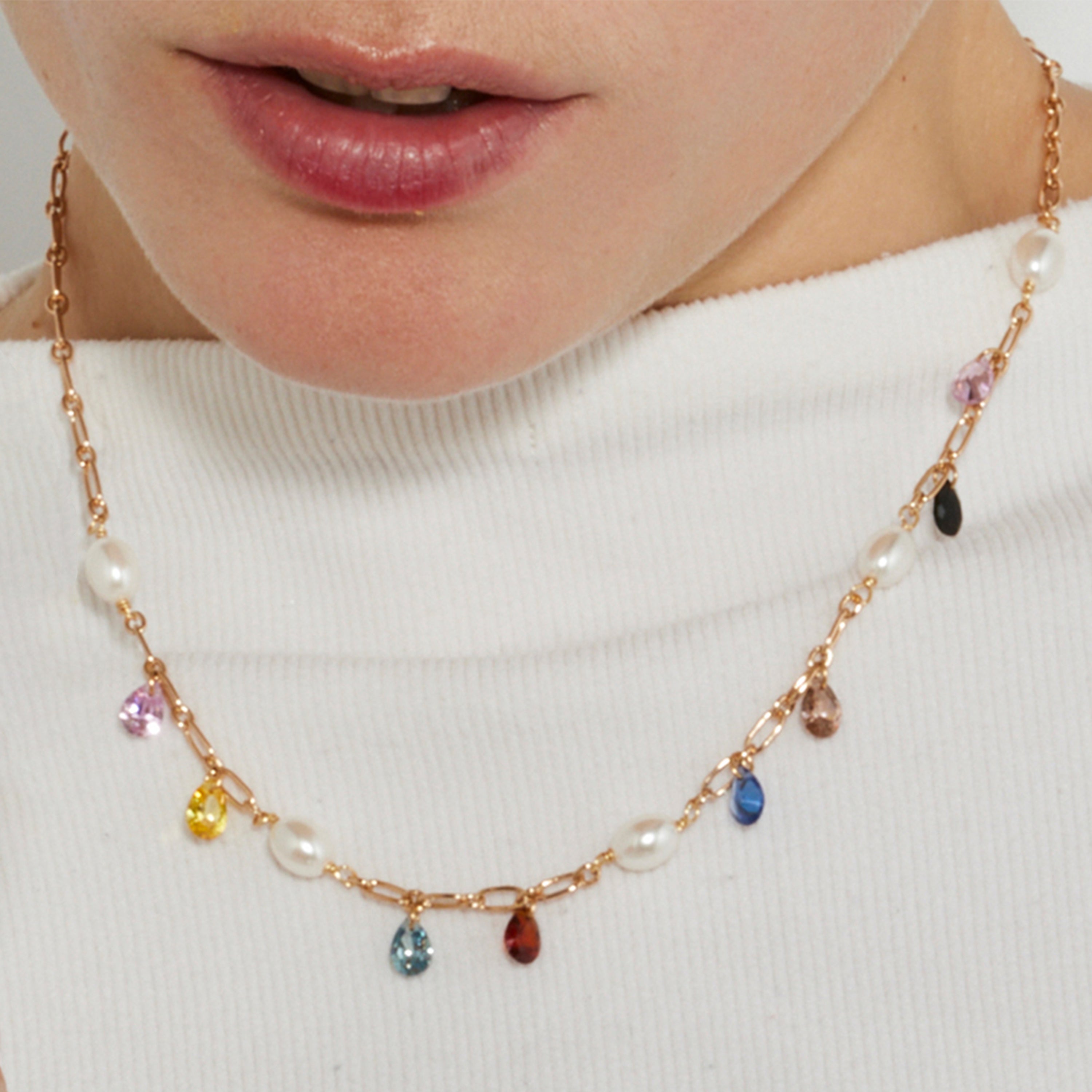 18k Gold Finish White Pearl Necklace - Lalxy