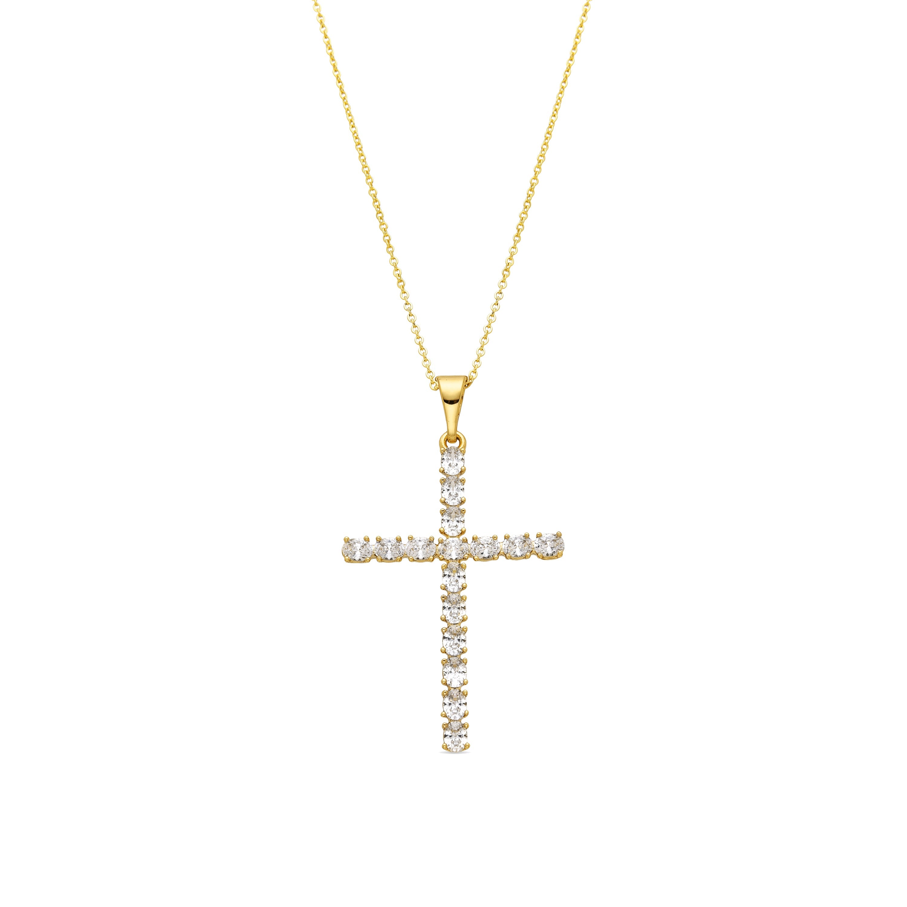 Necklace with brilliant zirconia, 18k gold finish - Buteo