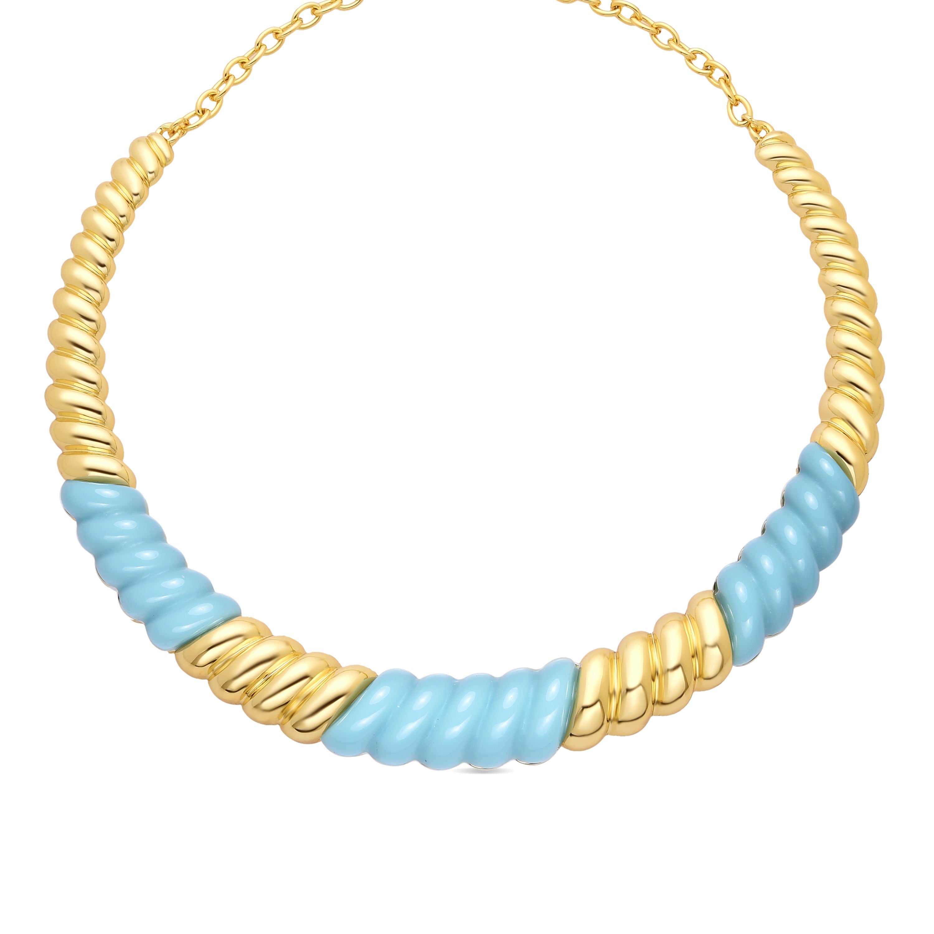 18k yellow gold and blue resin finished necklace - Rawil