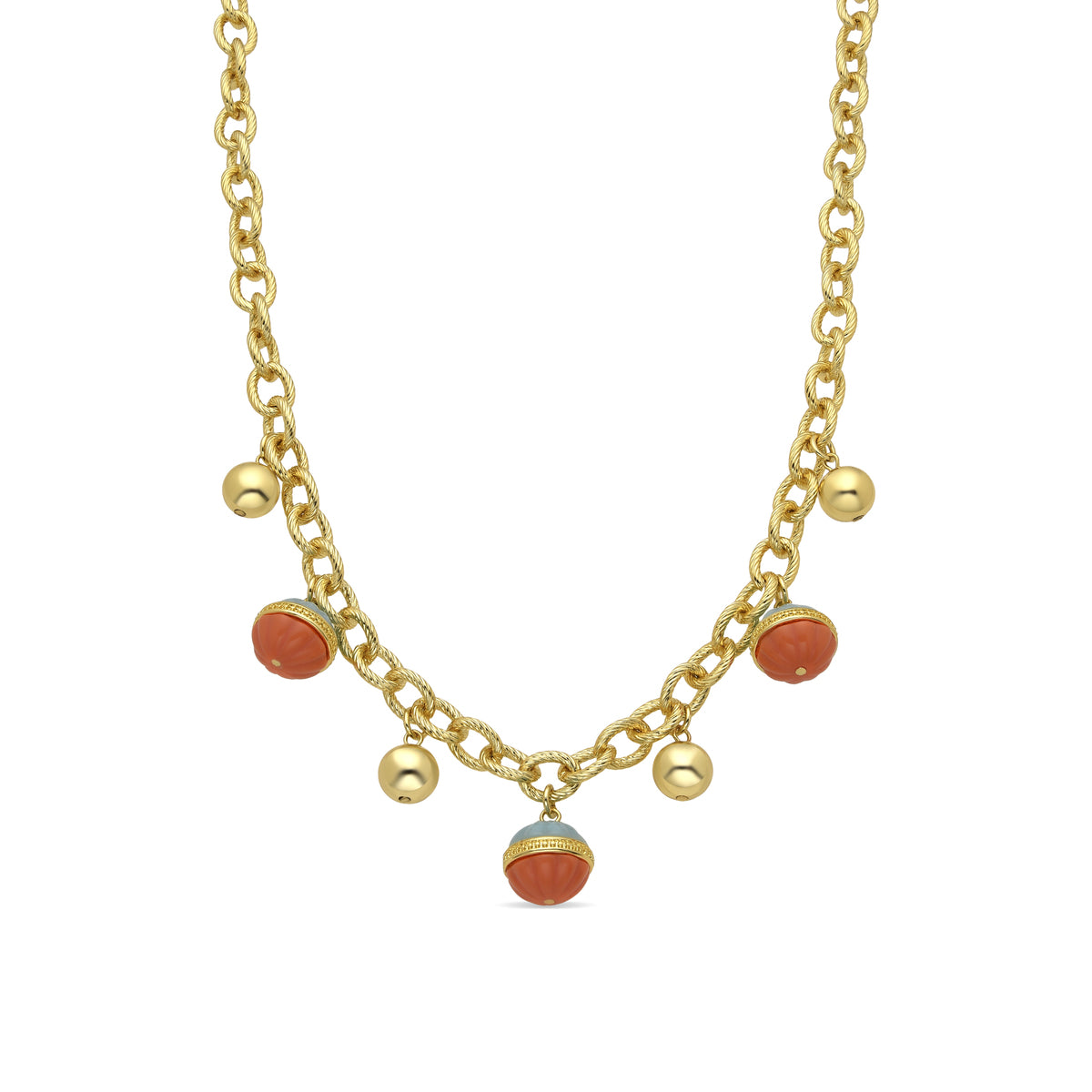Derko Multicolor Resin Necklace with 18k yellow gold finish