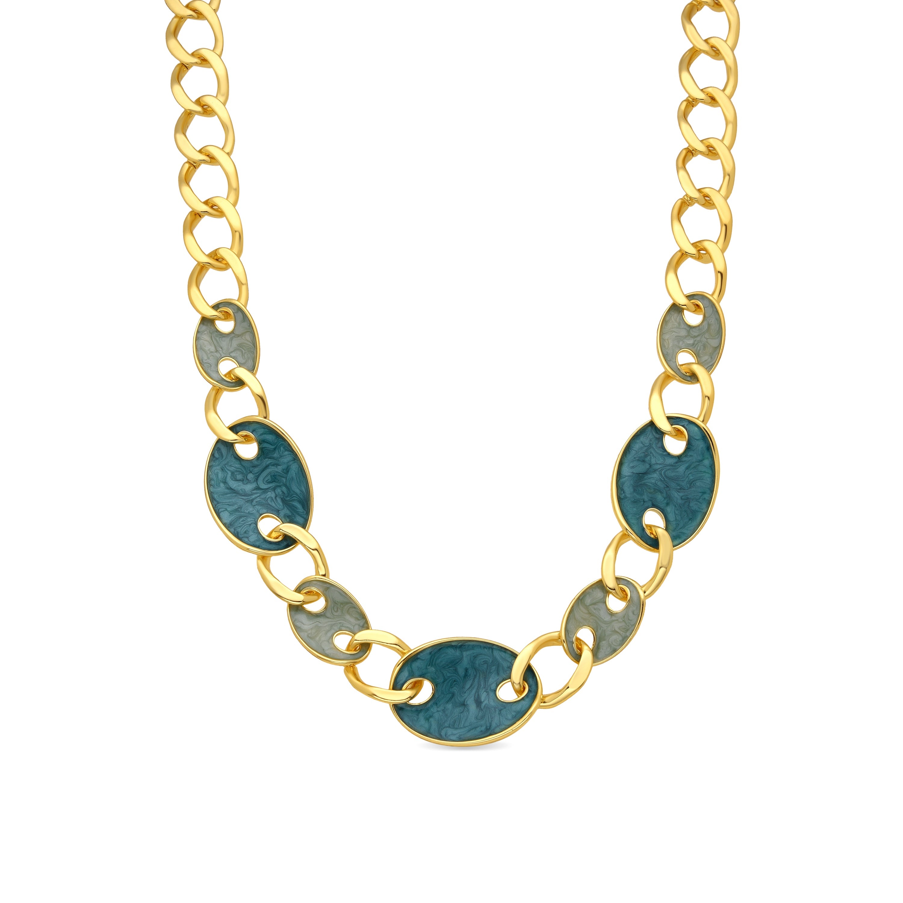 18k yellow gold and blue lacquer finish necklace - Makan