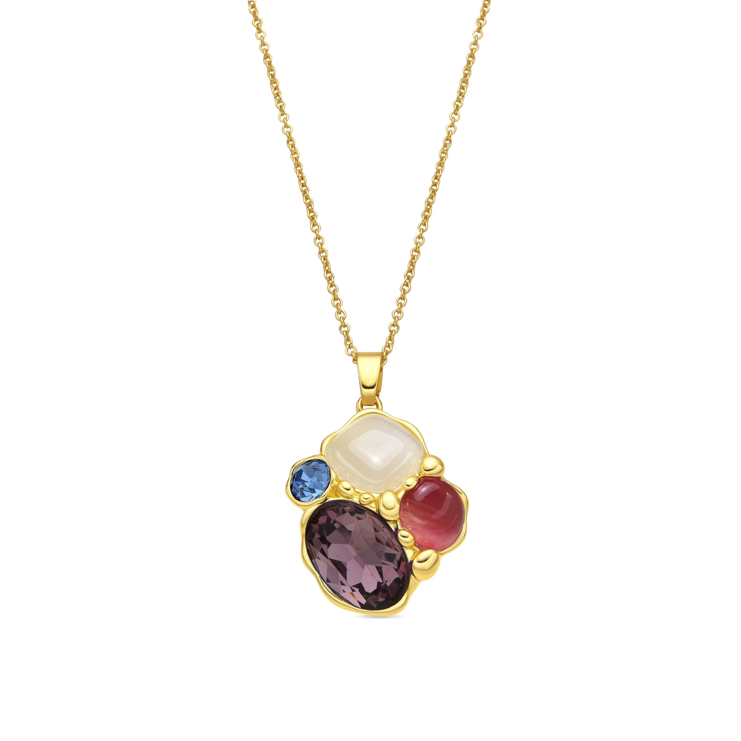 18k yellow gold and purple crystal necklace - Nedla