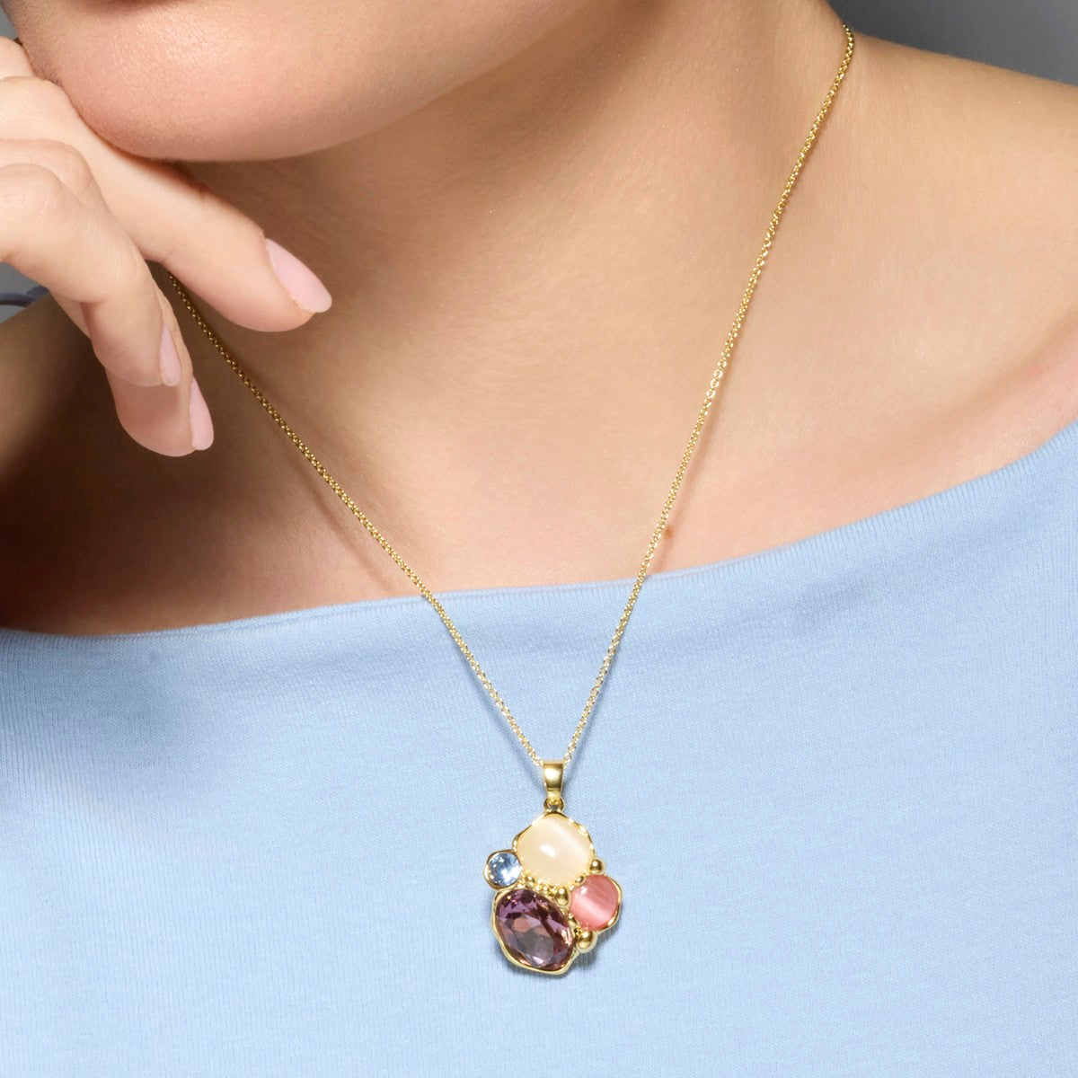 18k yellow gold and purple crystal necklace - Nedla