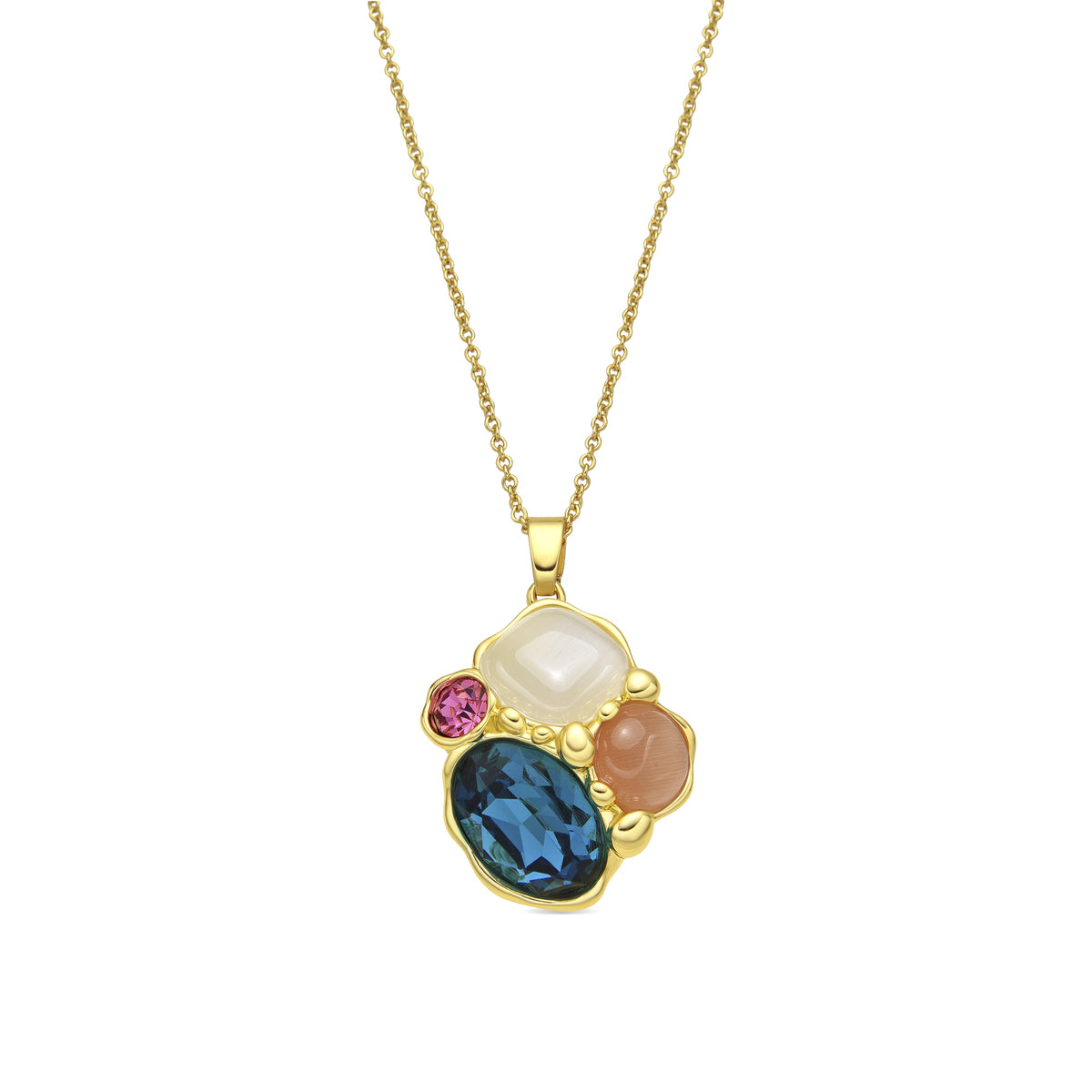 Nedla Green Crystal Necklace in 18k yellow gold finish