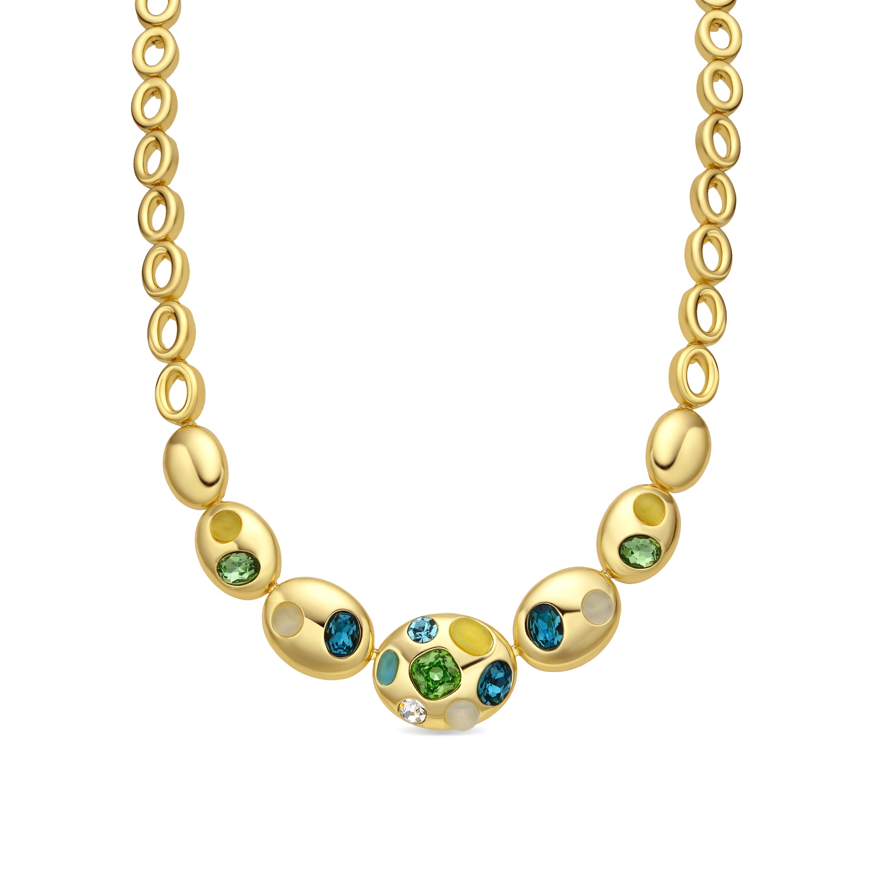 18k yellow gold and multicolor crystal necklace - Alik