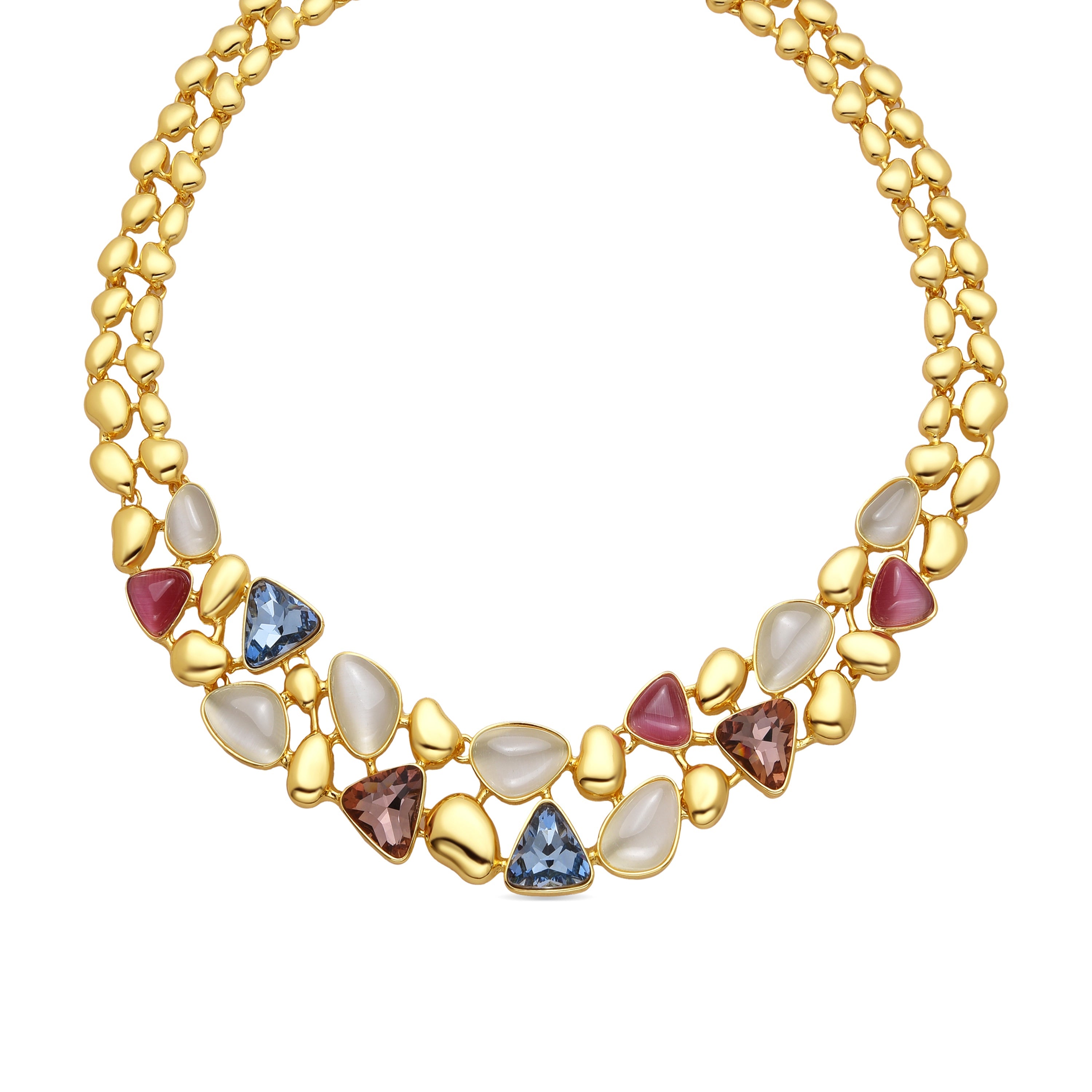 18k yellow gold and multicolor crystal necklace - Naxmo