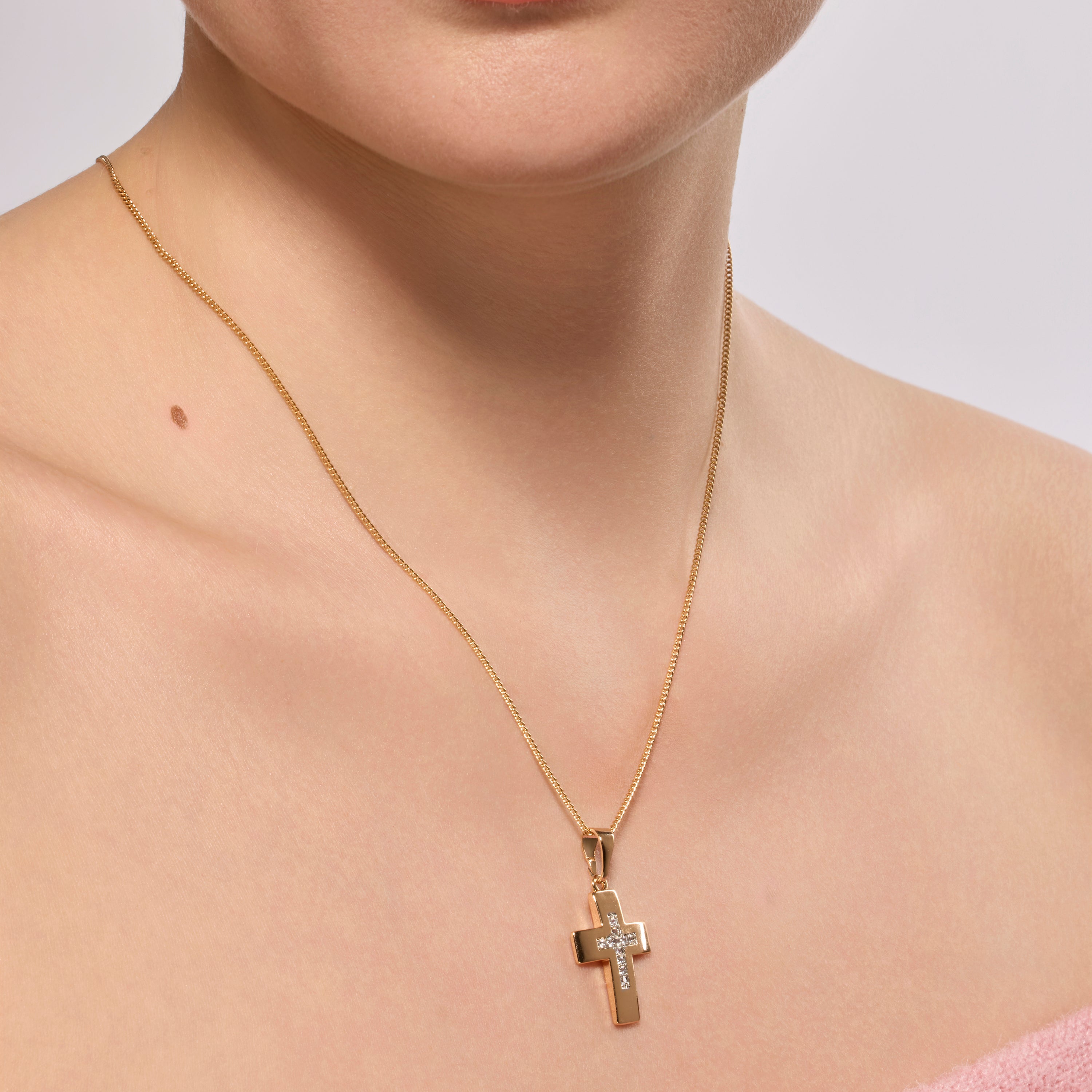 18k yellow gold finish necklace with brilliant zirconia - Ramay
