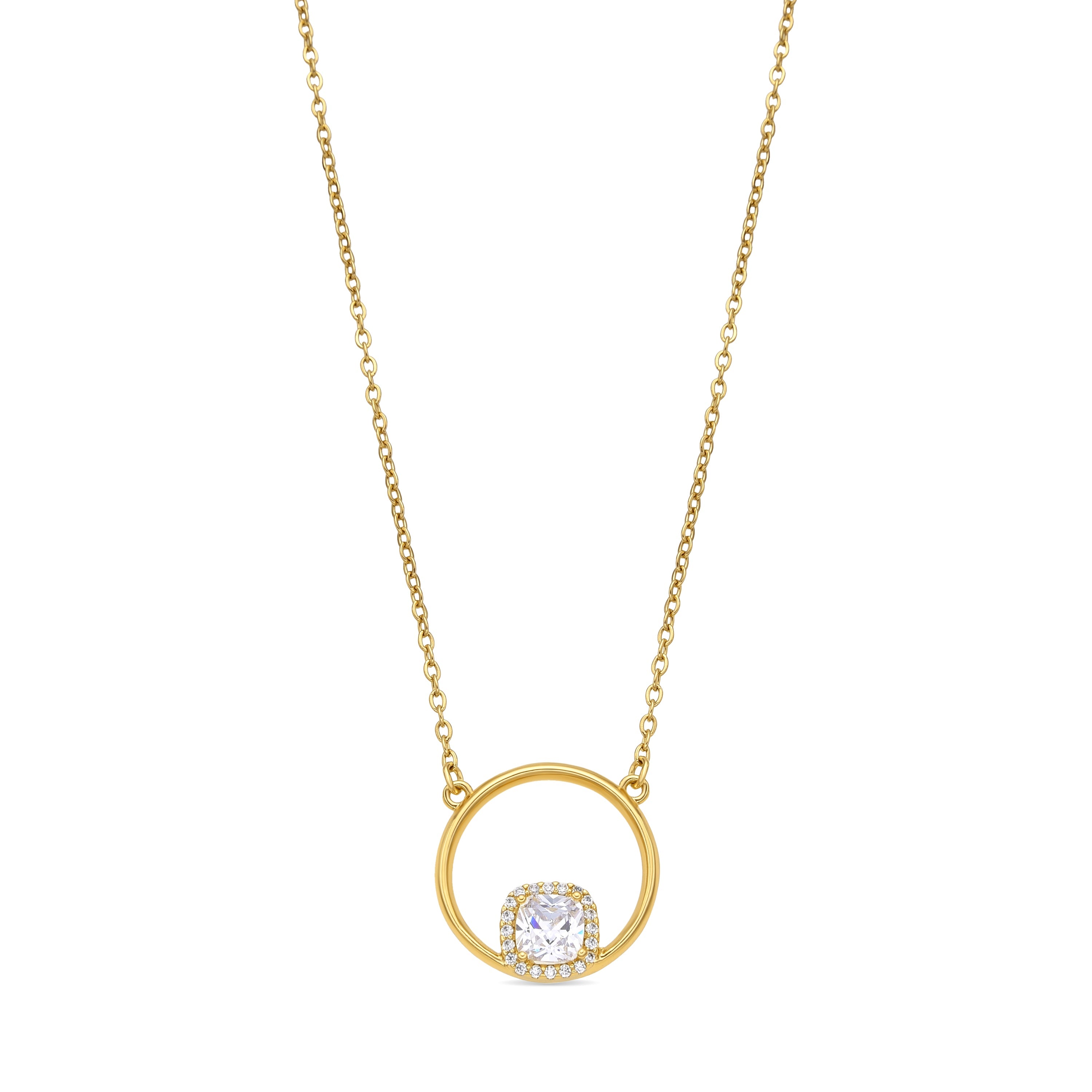 18k yellow gold finish necklace with brilliant zirconia - Onraya