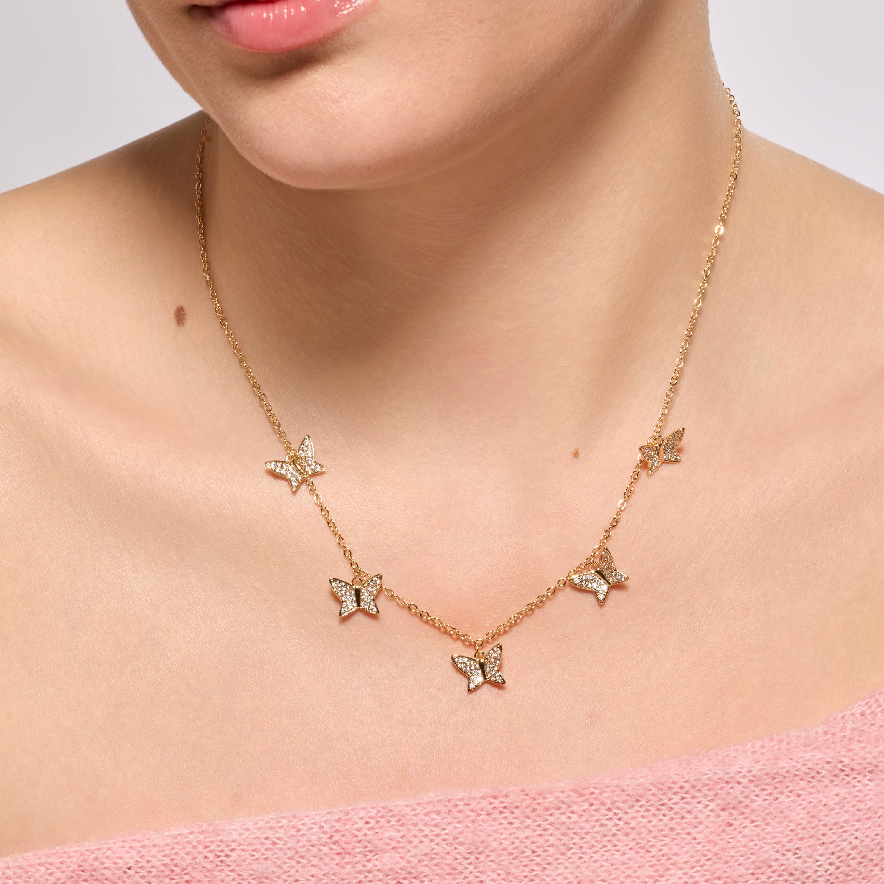 18k yellow gold finish necklace with brilliant zirconia - Shang