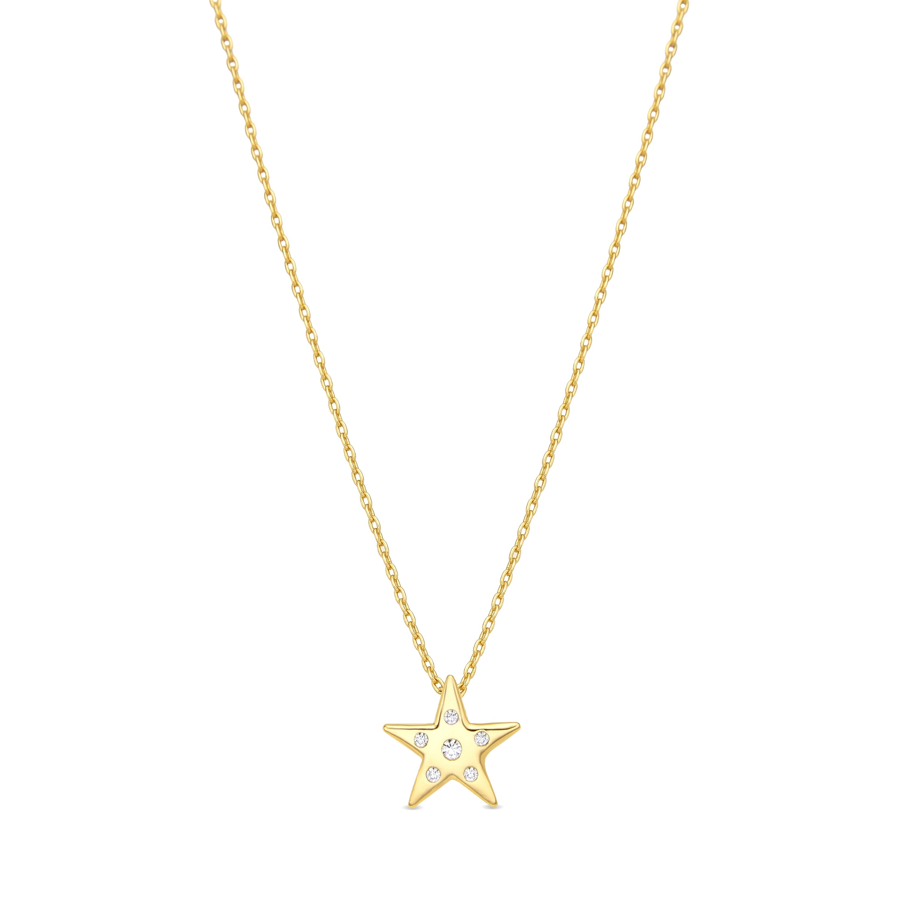 18k yellow gold finish necklace with brilliant zirconia - Mespas