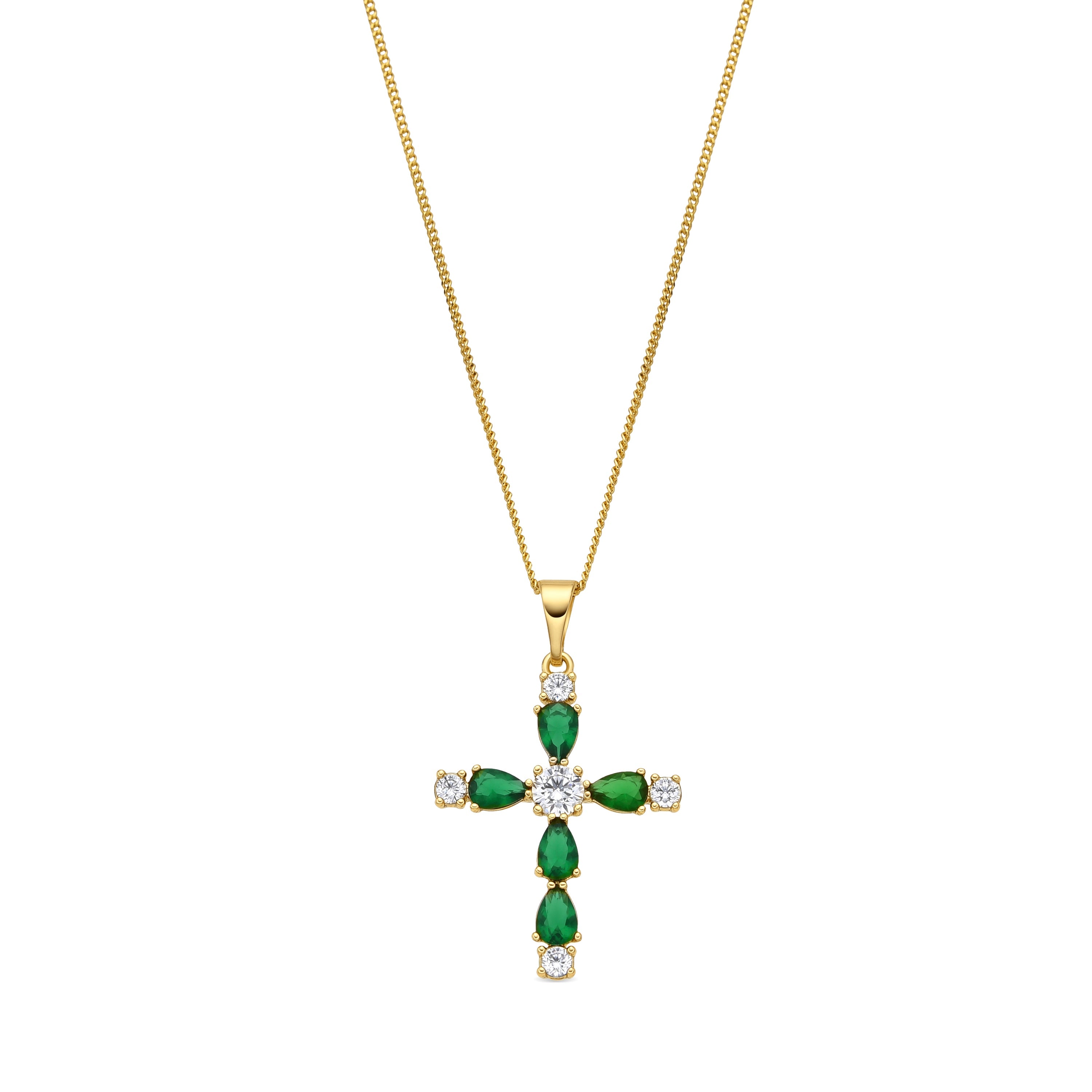 18k yellow gold and emerald zirconia necklace - Feinah
