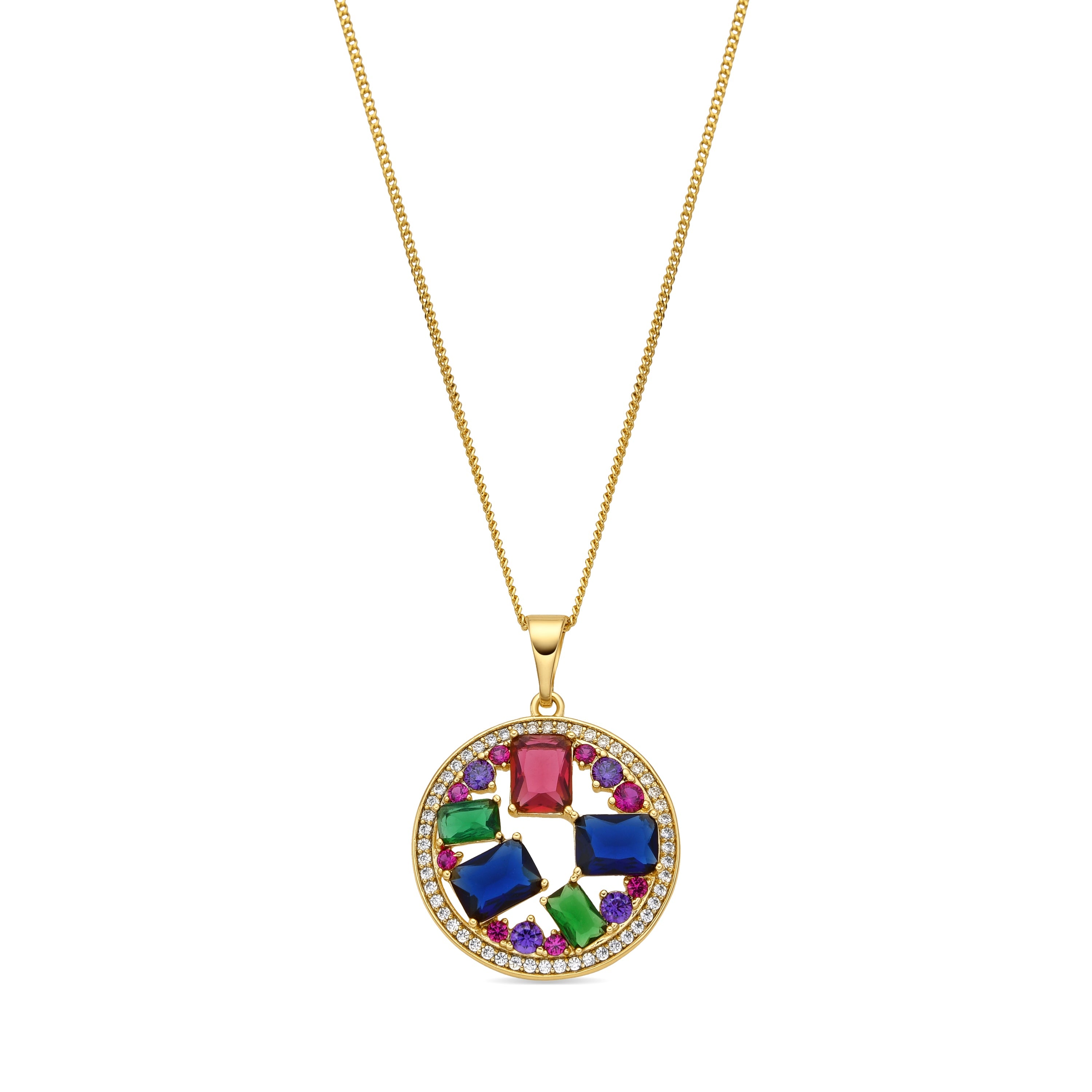 18k yellow gold finish necklace with multicolored zirconia - Auope