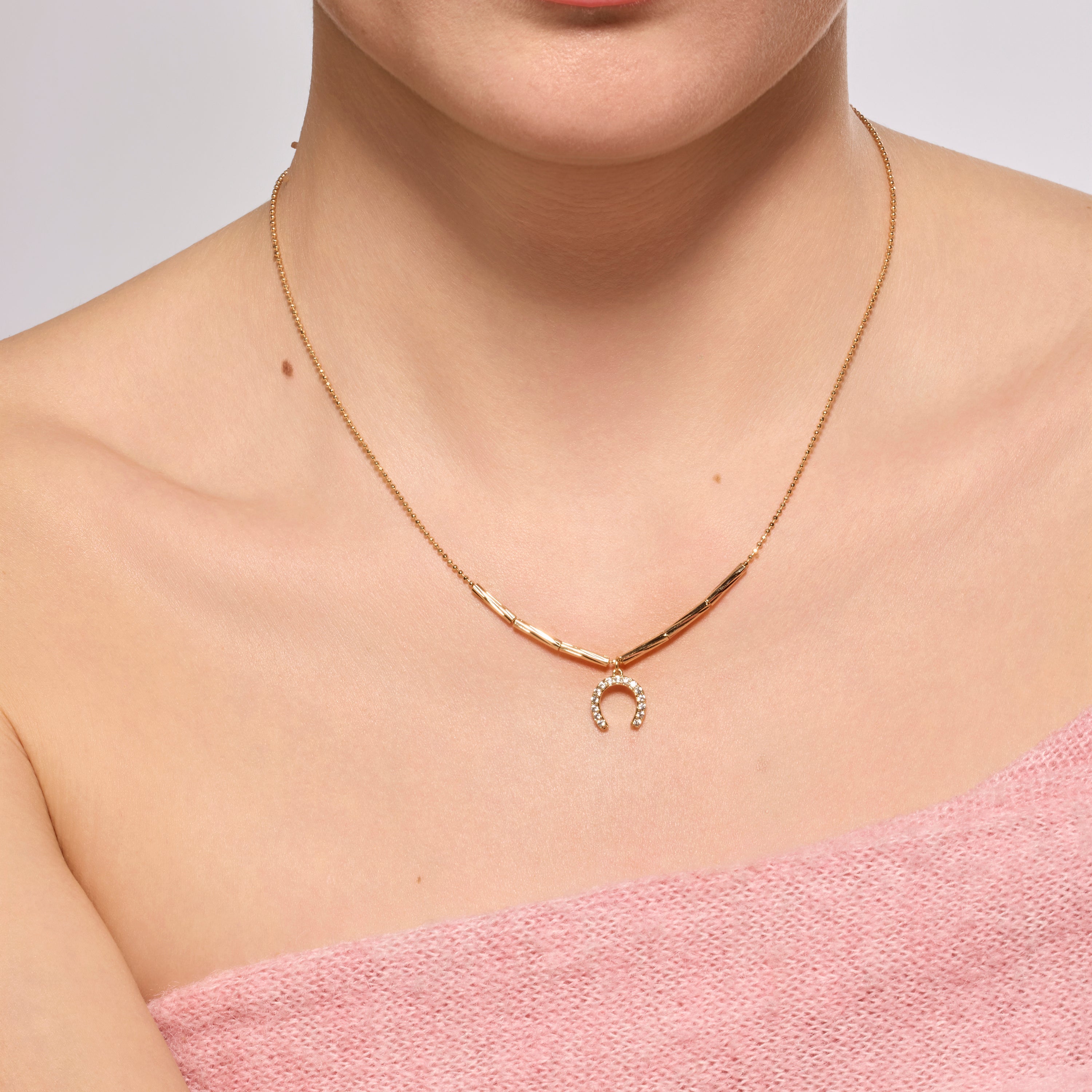 18k yellow gold finish necklace with brilliant zirconia - Tachal