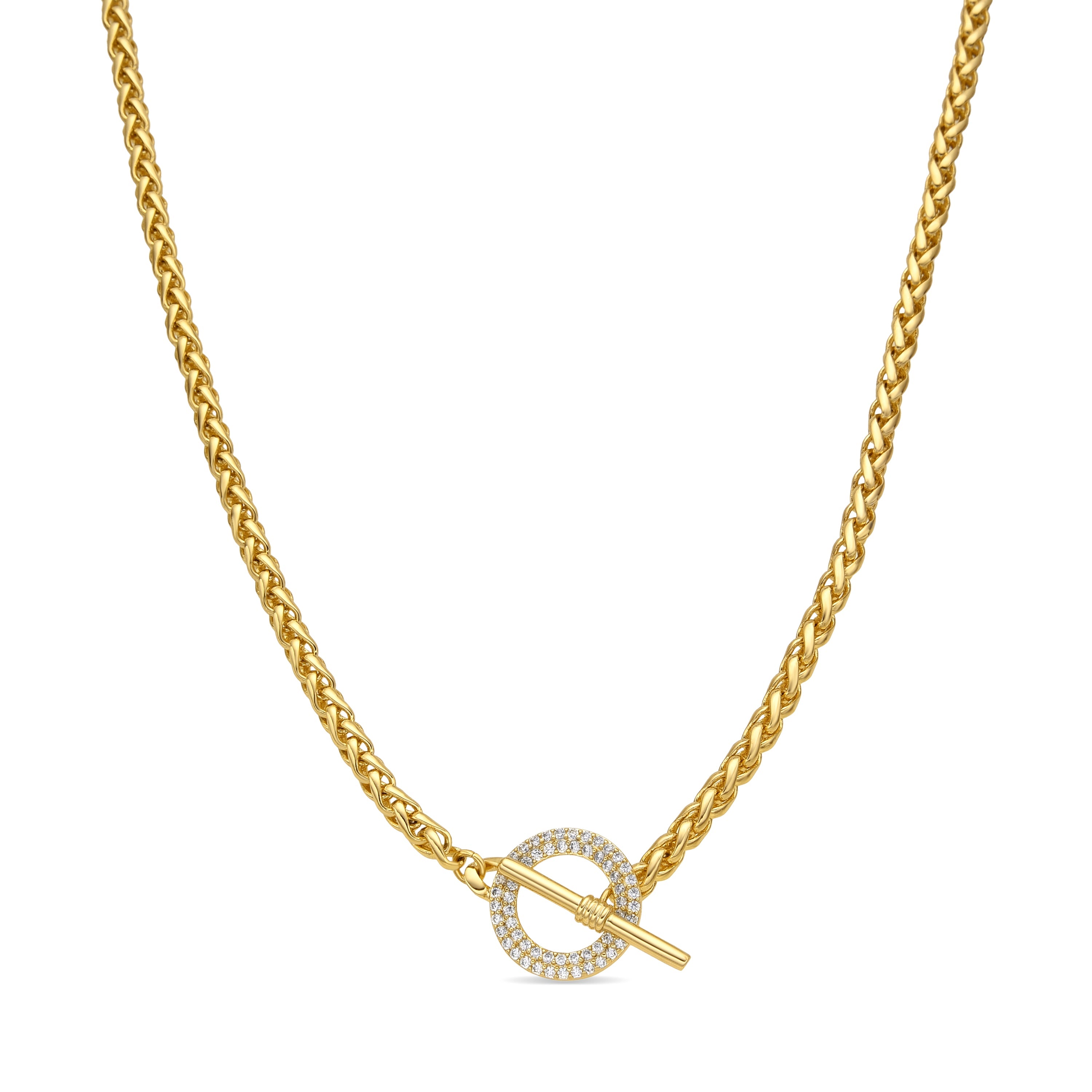 18k yellow gold finish necklace with brilliant zirconia - Firuo
