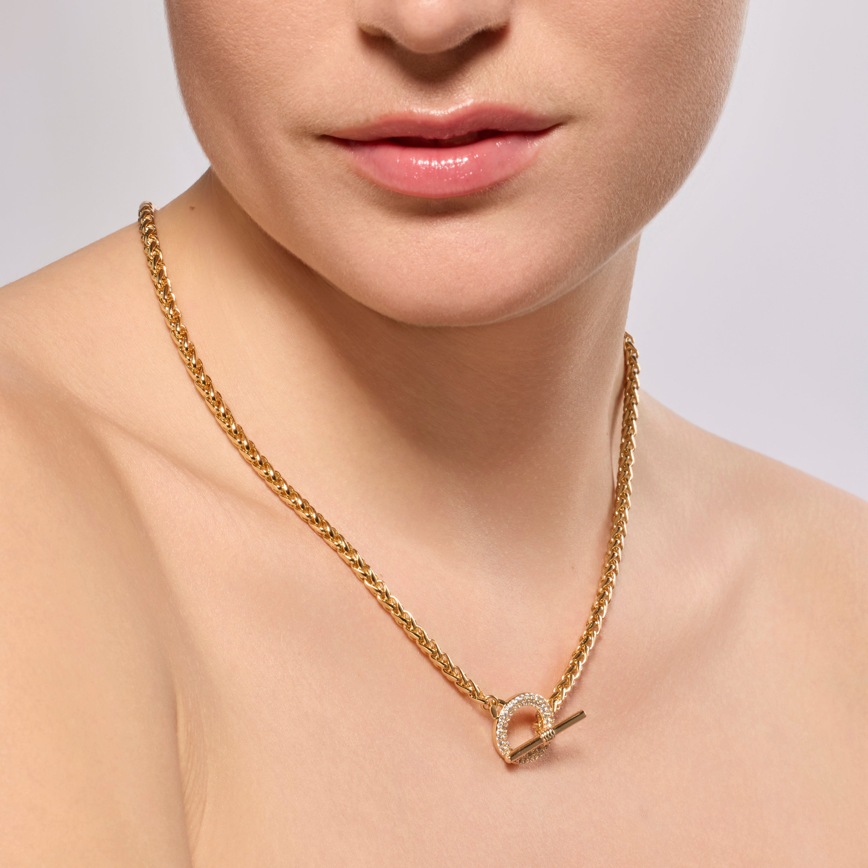 18k yellow gold finish necklace with brilliant zirconia - Firuo