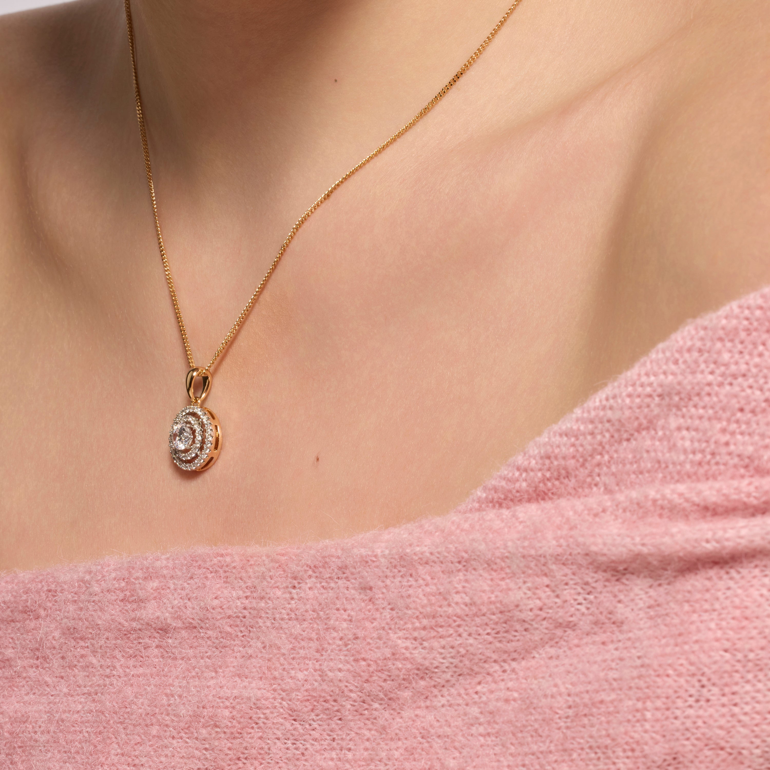 18k yellow gold finish necklace with brilliant zirconia - Skella