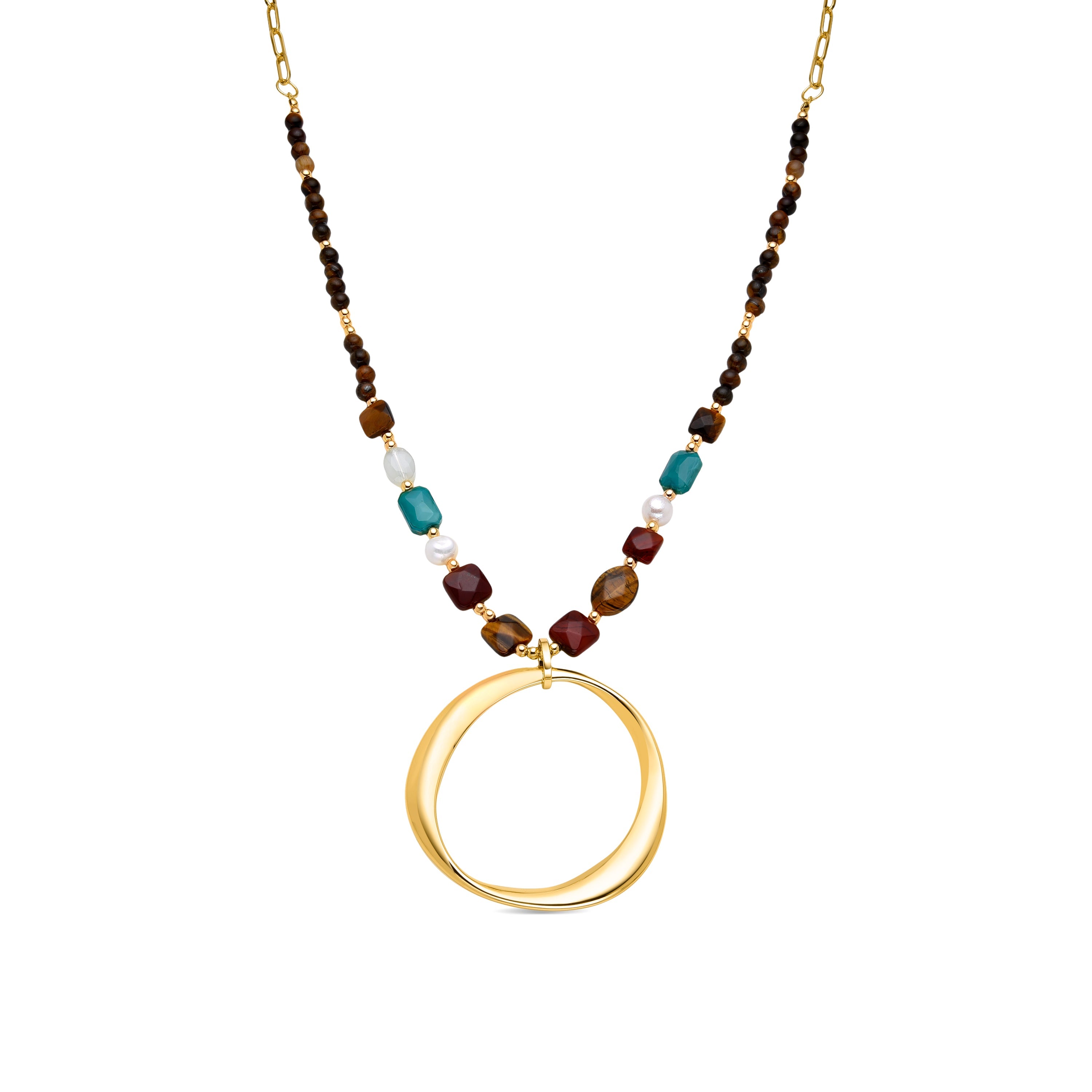 Multicolor Crystal Necklace finished in 18K yellow gold - Miyou