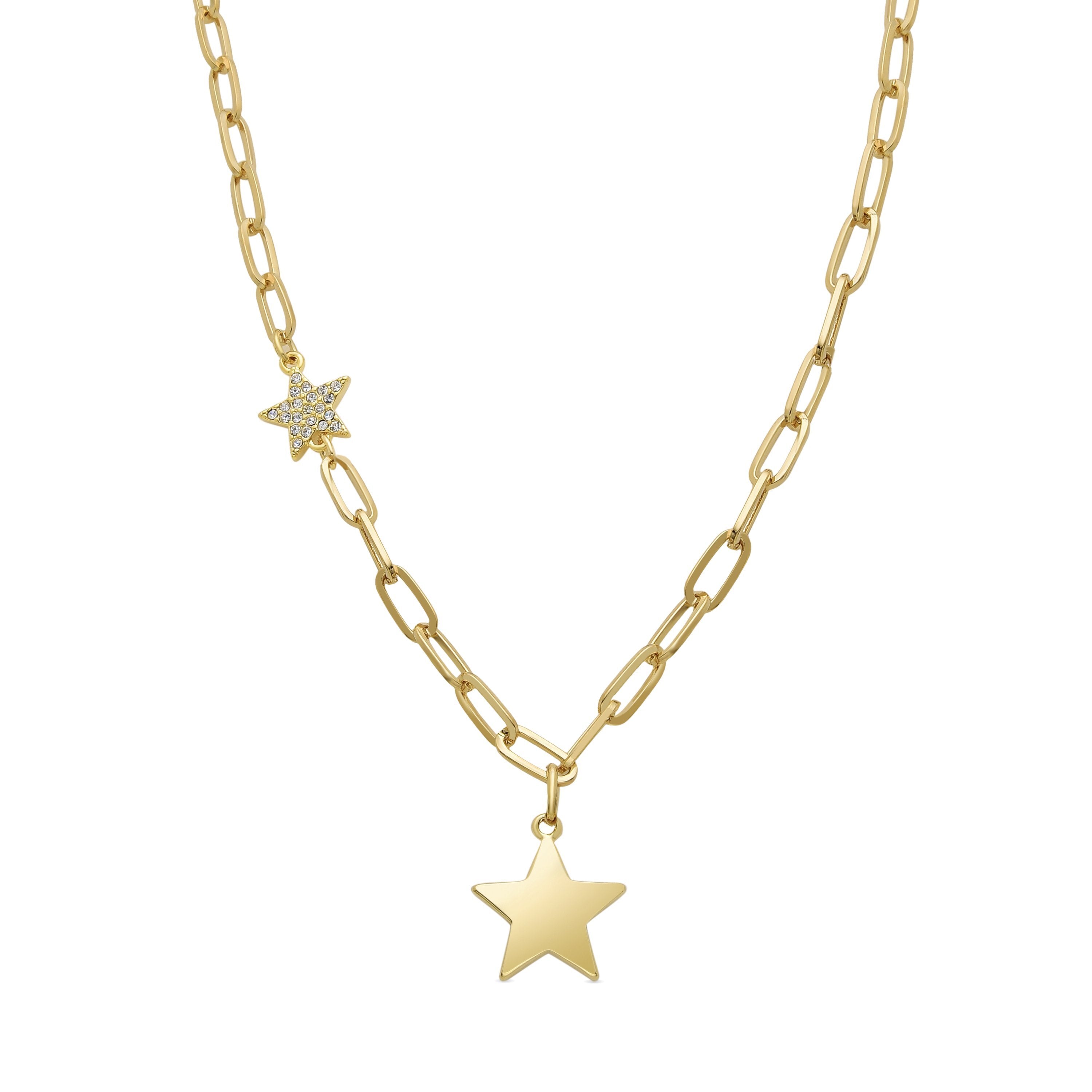 Brilliant Zirconia Necklace finished in 18K yellow gold - Star