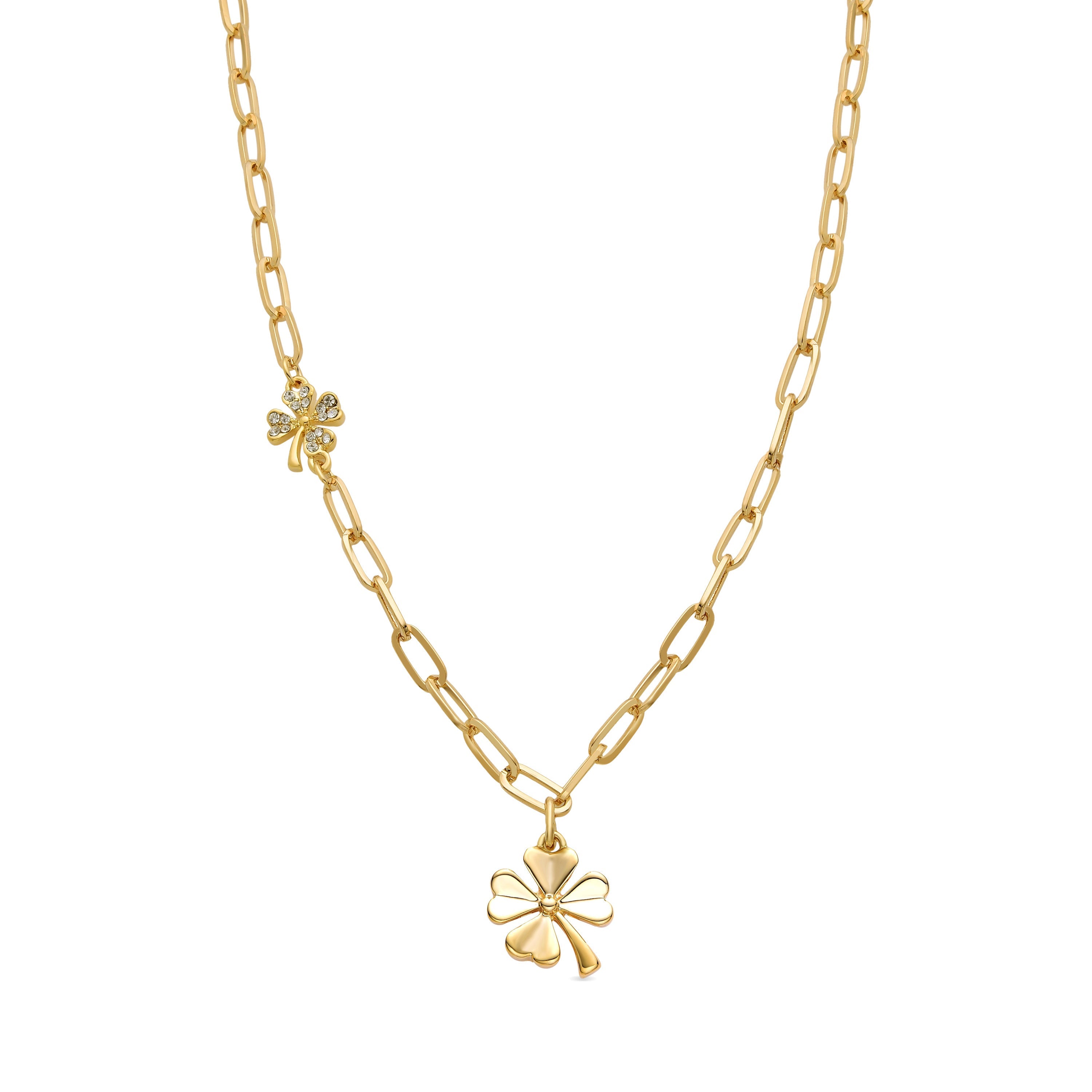 Brilliant Zirconia Necklace finished in 18K yellow gold - Flower